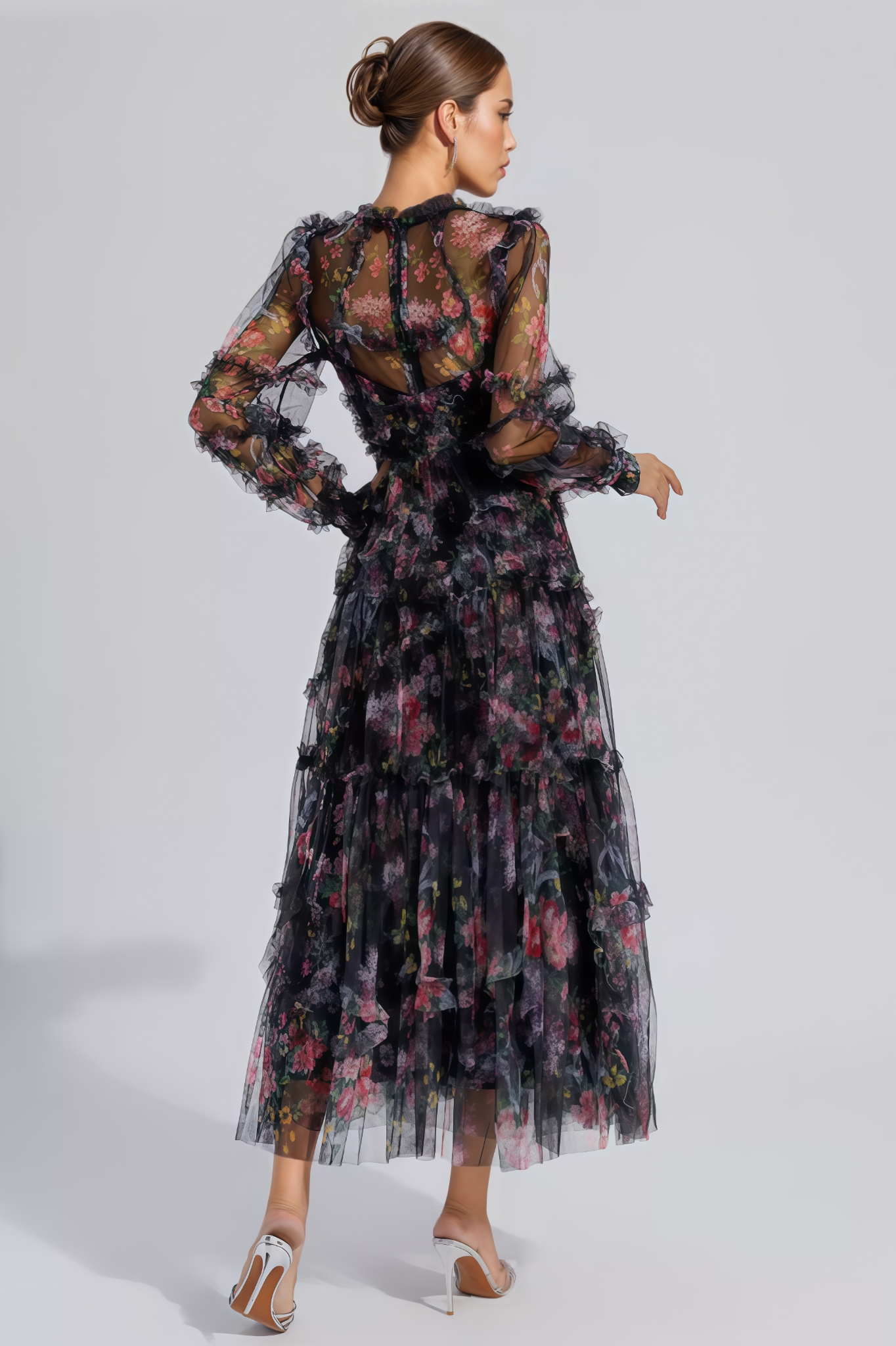 Mallen Black Floral Long Sleeve Maxi Dress