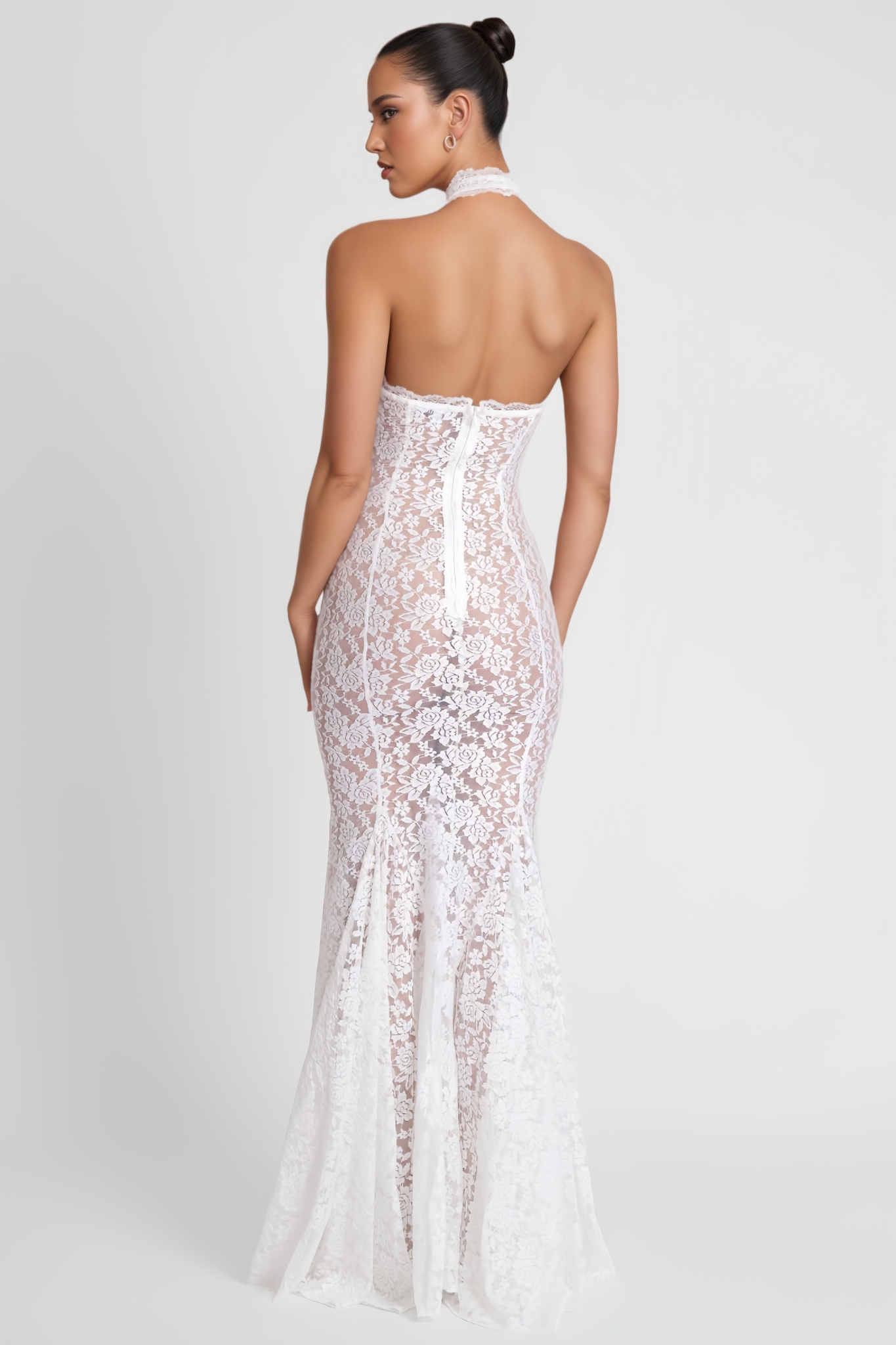 Cerarne White Floral Lace Maxi Dress