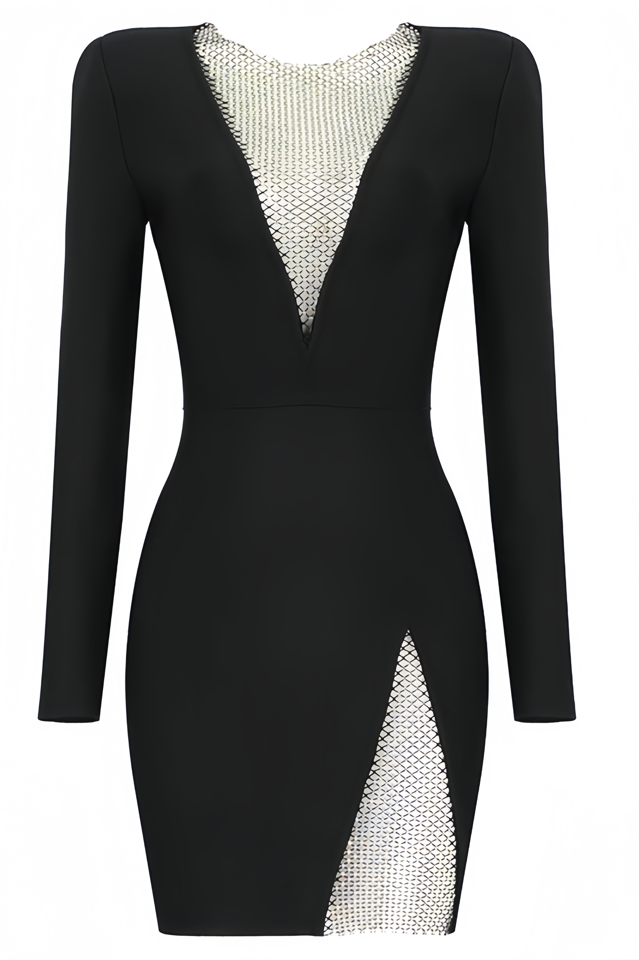 Hera Long Sleeve V-Neck Split Mini Dress