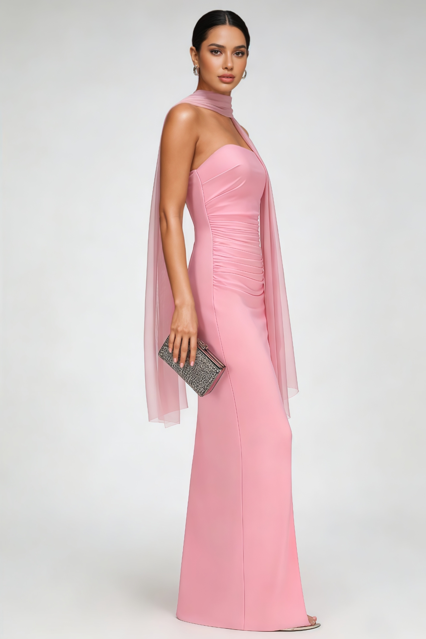 Nilesk Pink Strapless Corset Maxi Dress