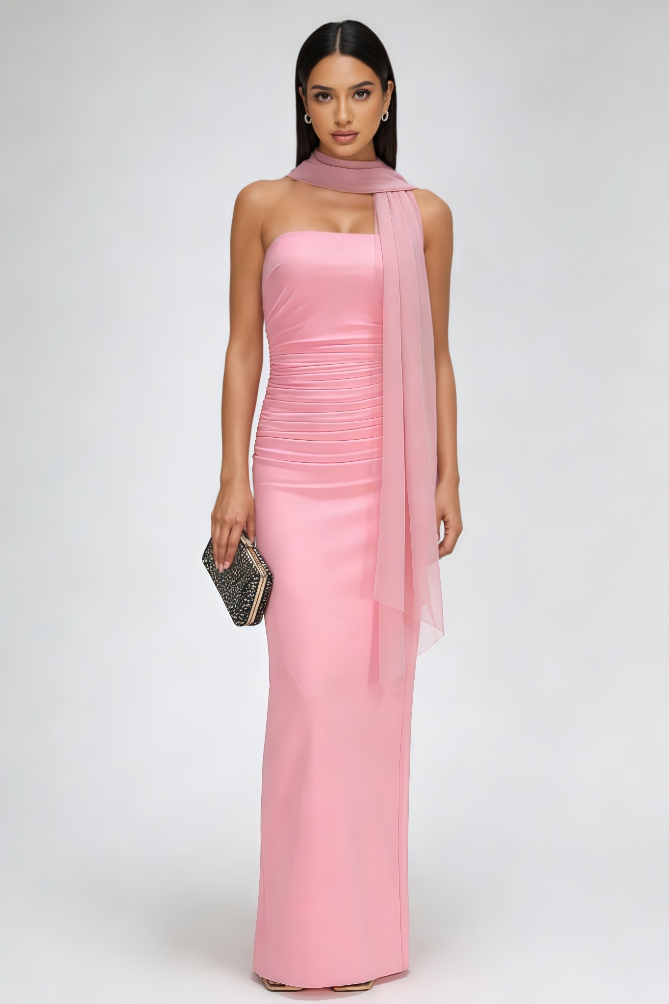 Nilesk Pink Strapless Corset Maxi Dress