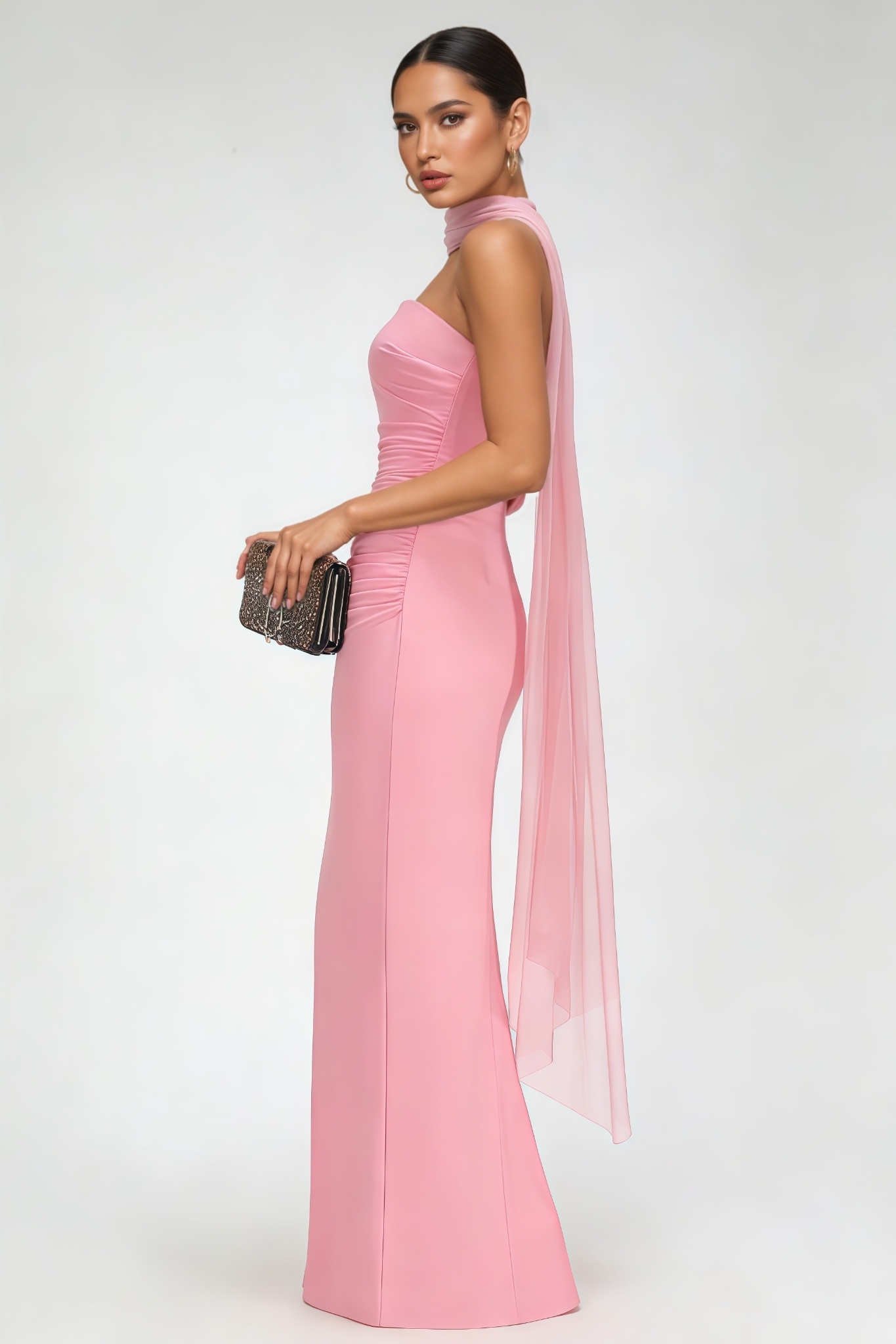 Nilesk Pink Strapless Corset Maxi Dress