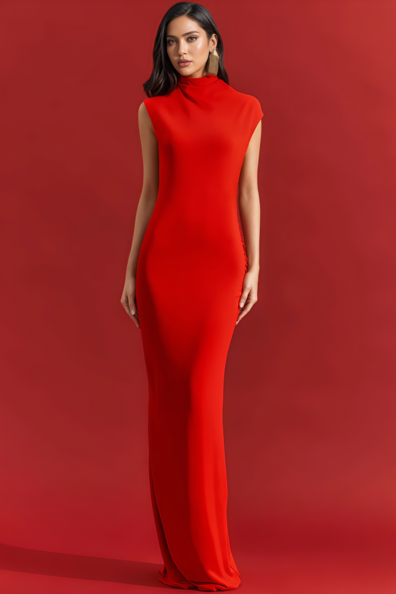 Royant Red Sleeveless Maxi Dress