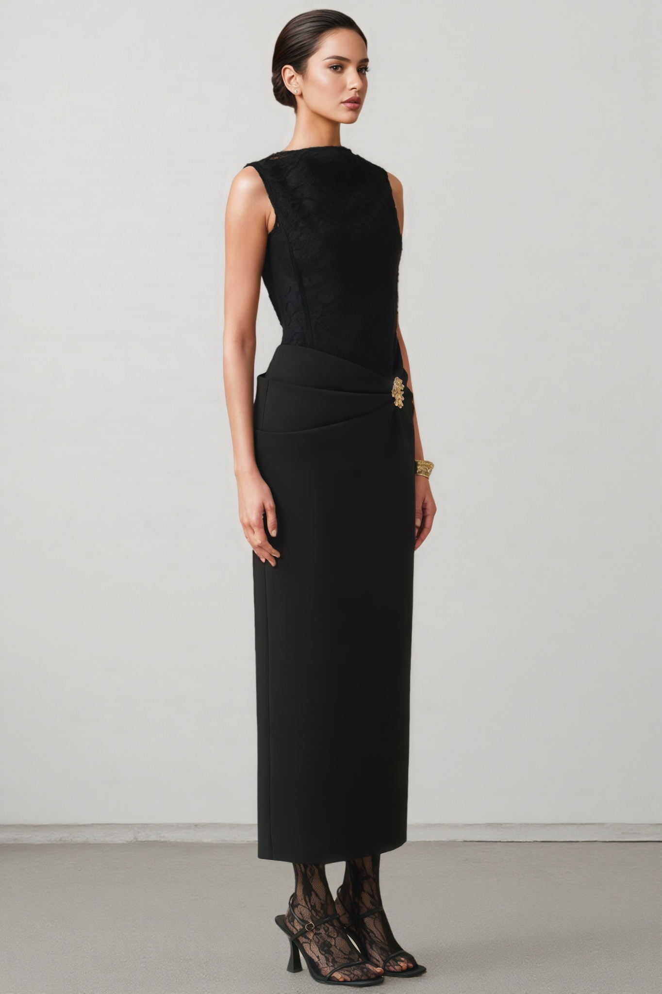 Martini Black Draped Maxi Dress