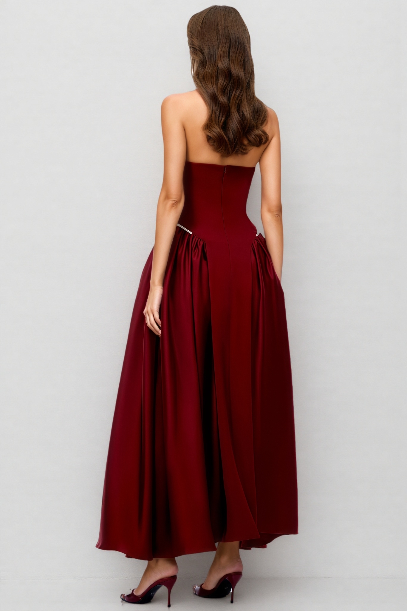 Soyat Red Halterneck Pearl Maxi Dress