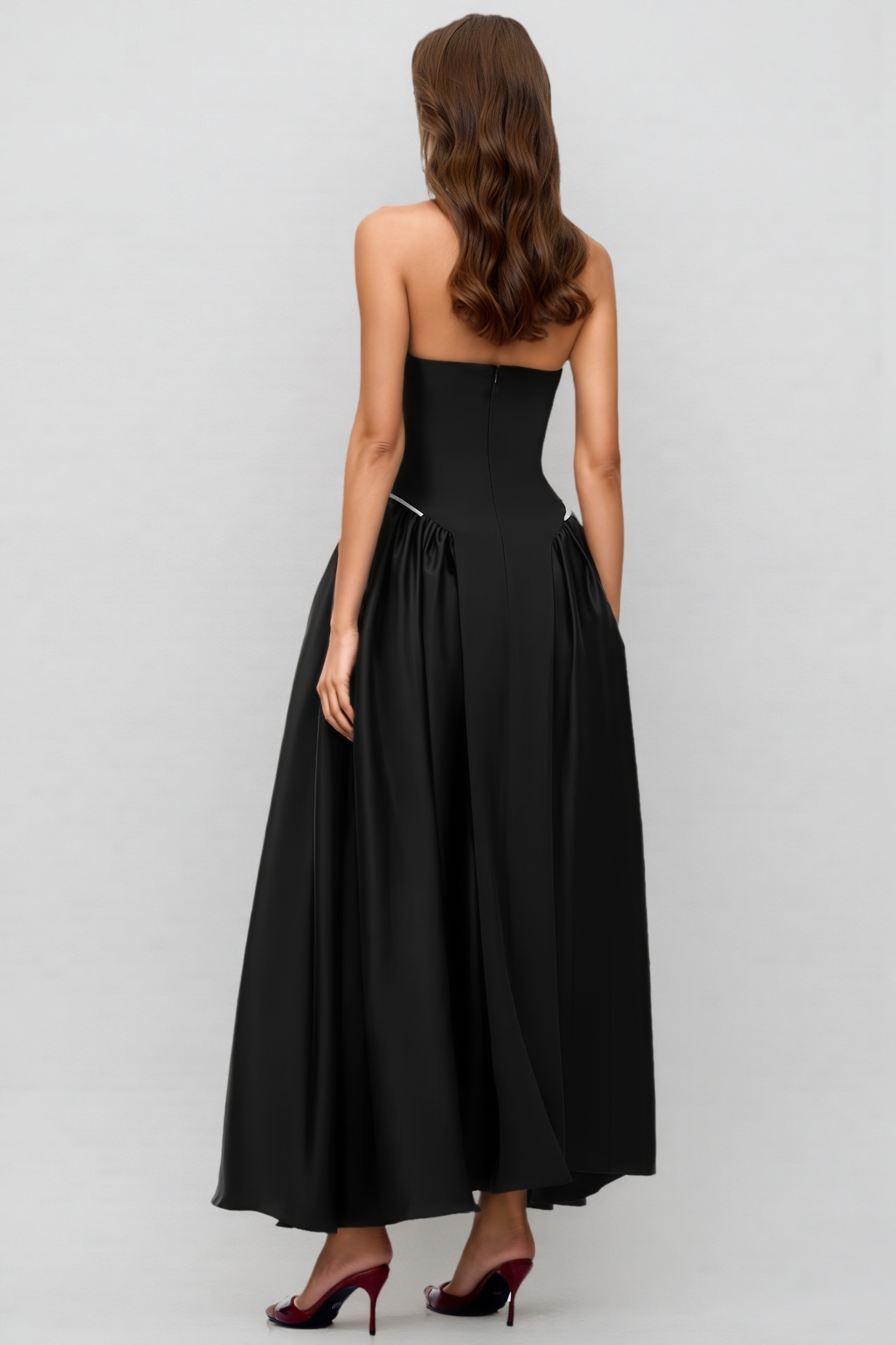Pyndio Black Halterneck Pearl Maxi Dress