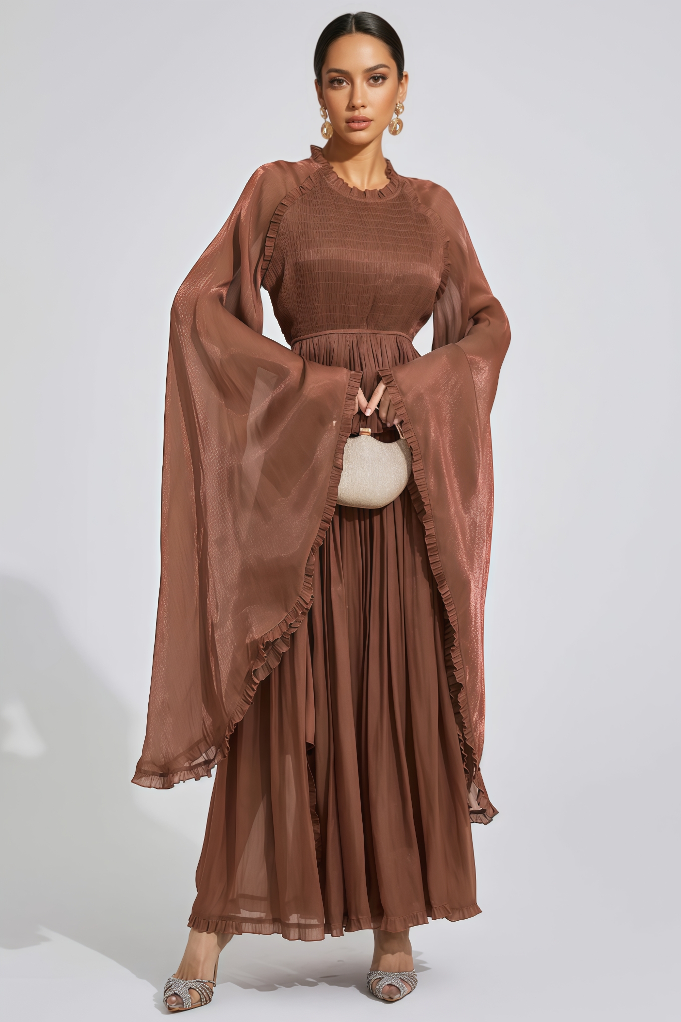Elyase Brown Flounce Maxi Dress