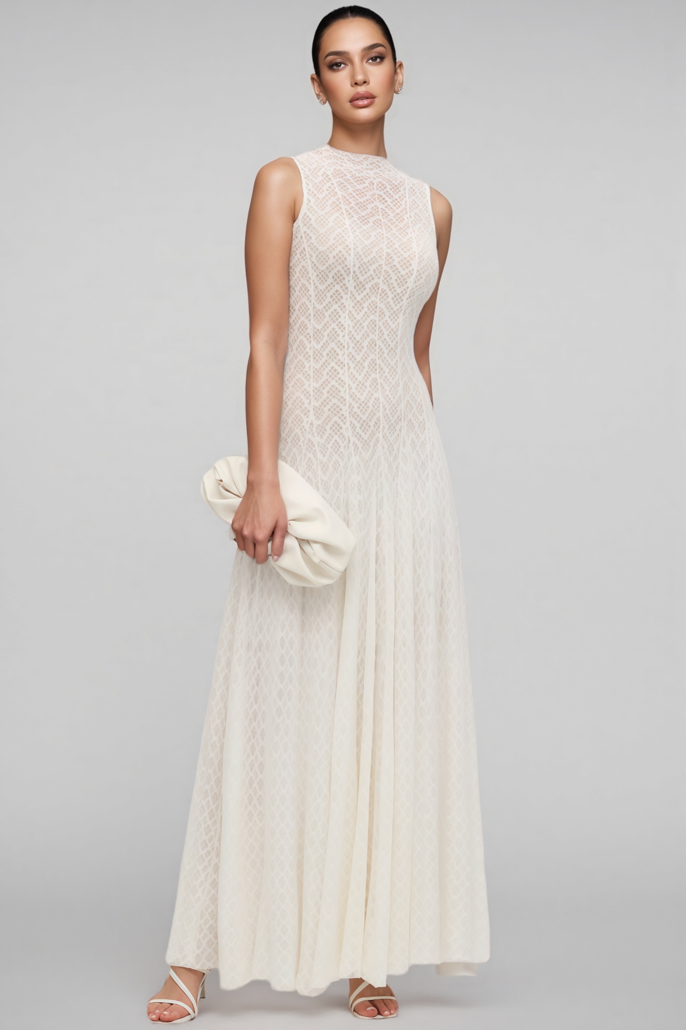 Lucas Solid Pointelle Sleeveless Maxi Dress