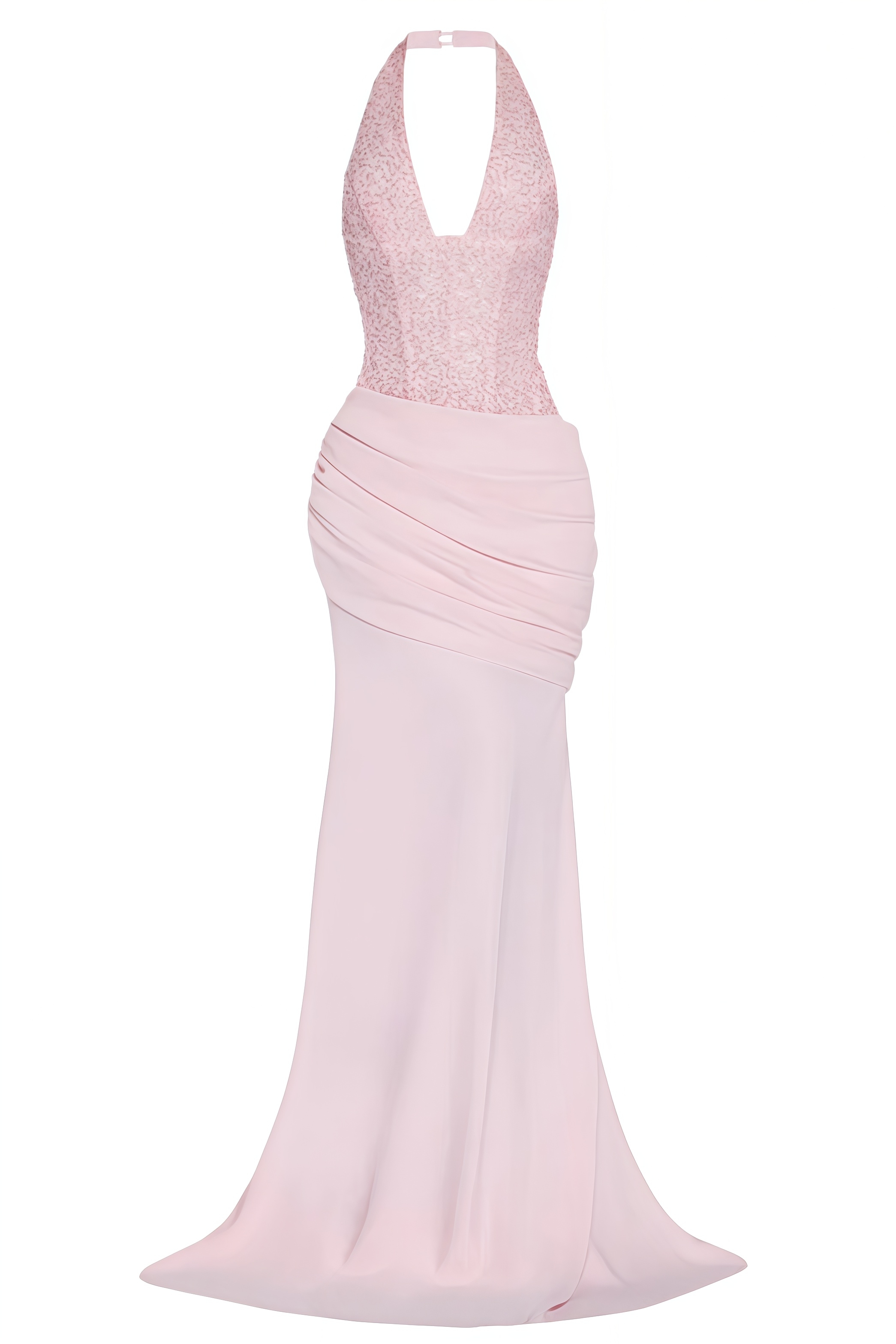 Bora Pink Halter Neck Sequin Maxi Dress