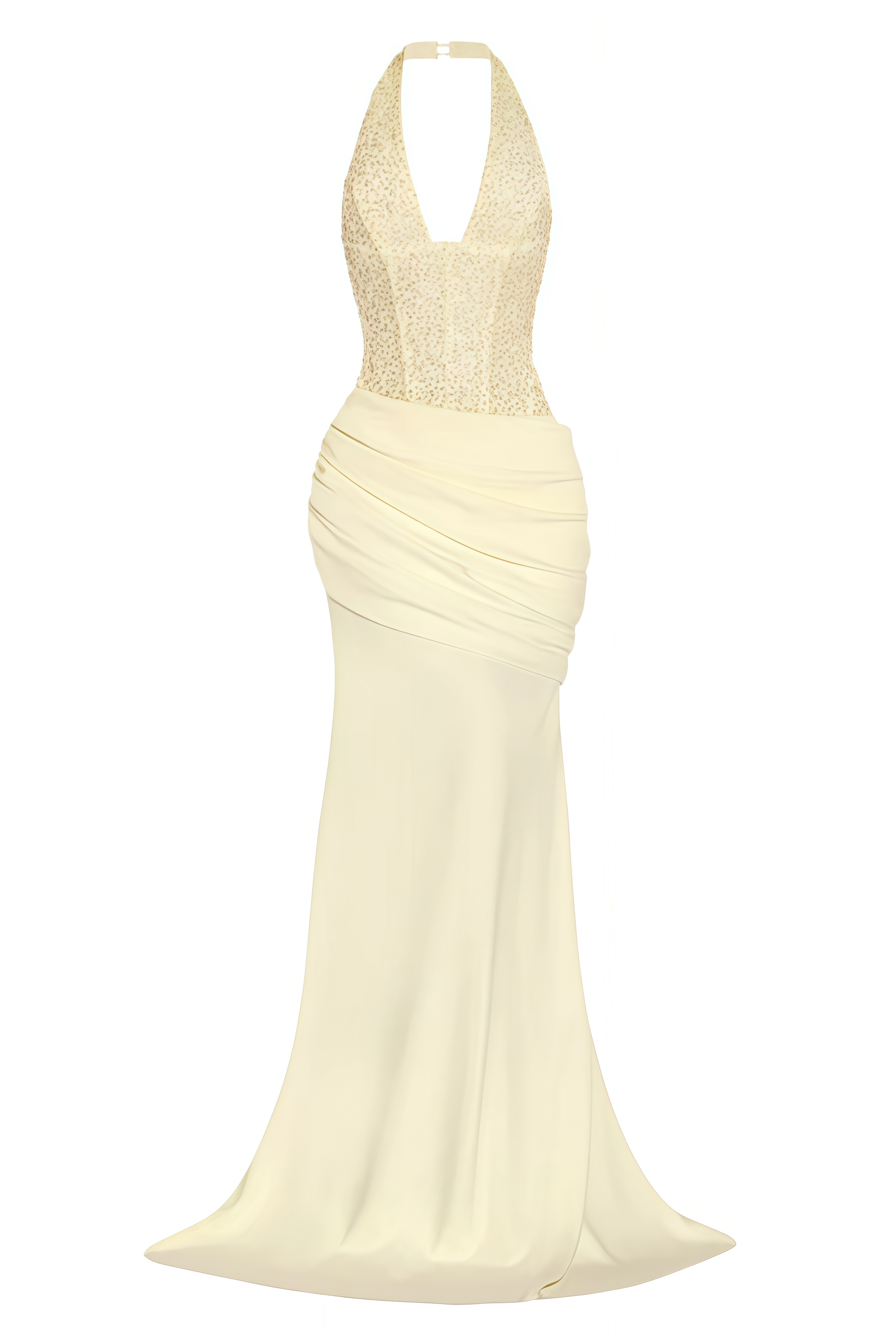 Mtark Yellow Halter Neck Sequin Maxi Dress