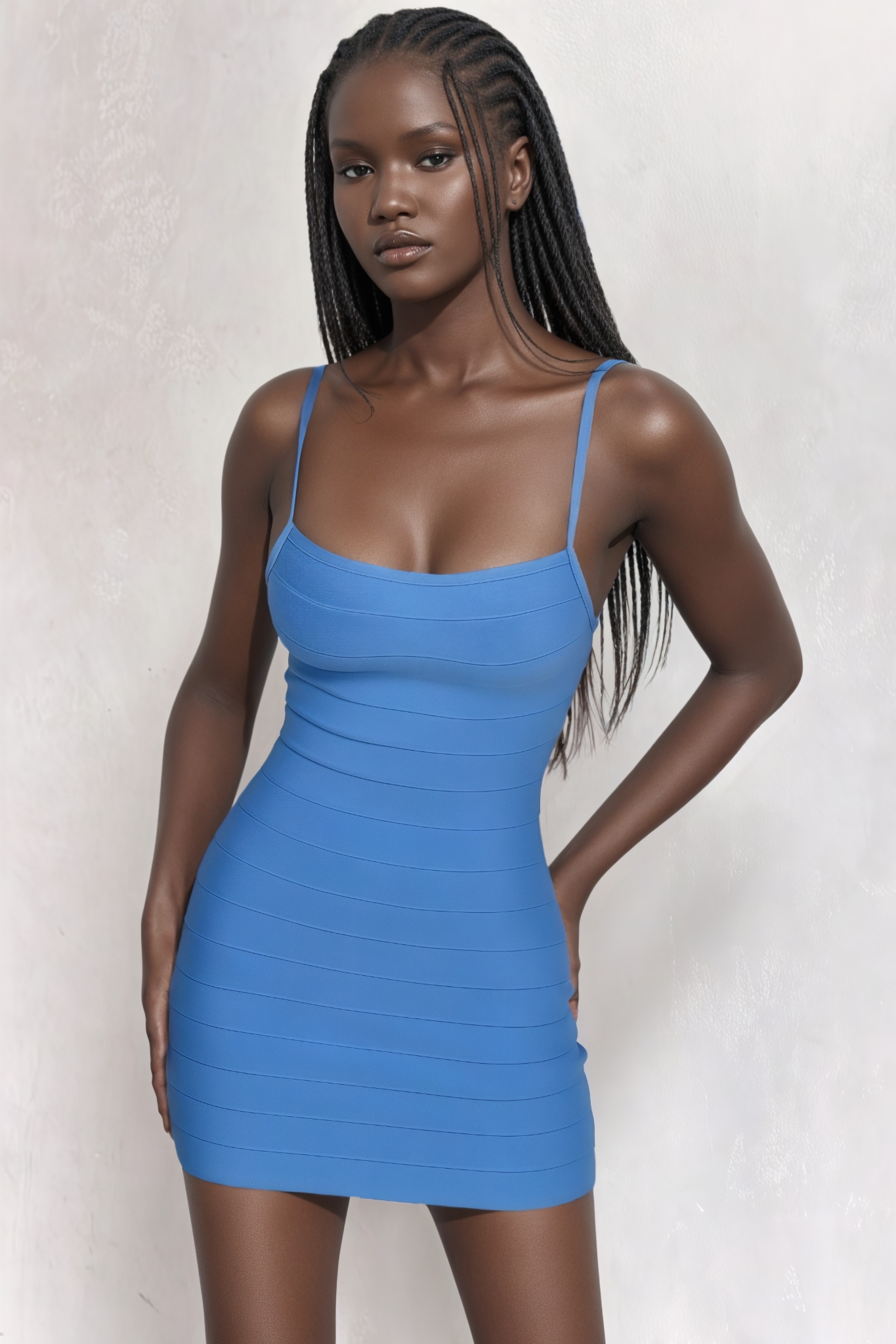Iselan Blue Halter Bandage Mini Dress