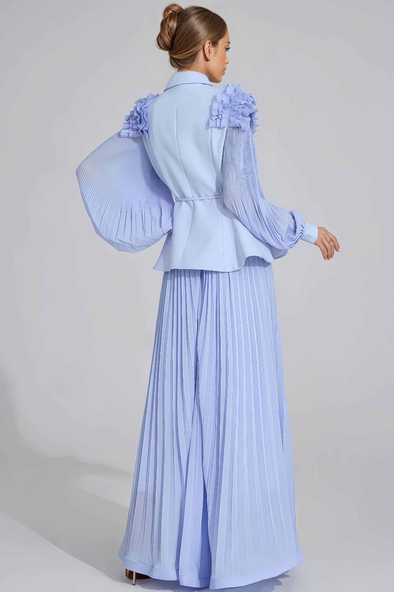 Sorenert Blue Flounce Maxi Dress Two-Piece Set