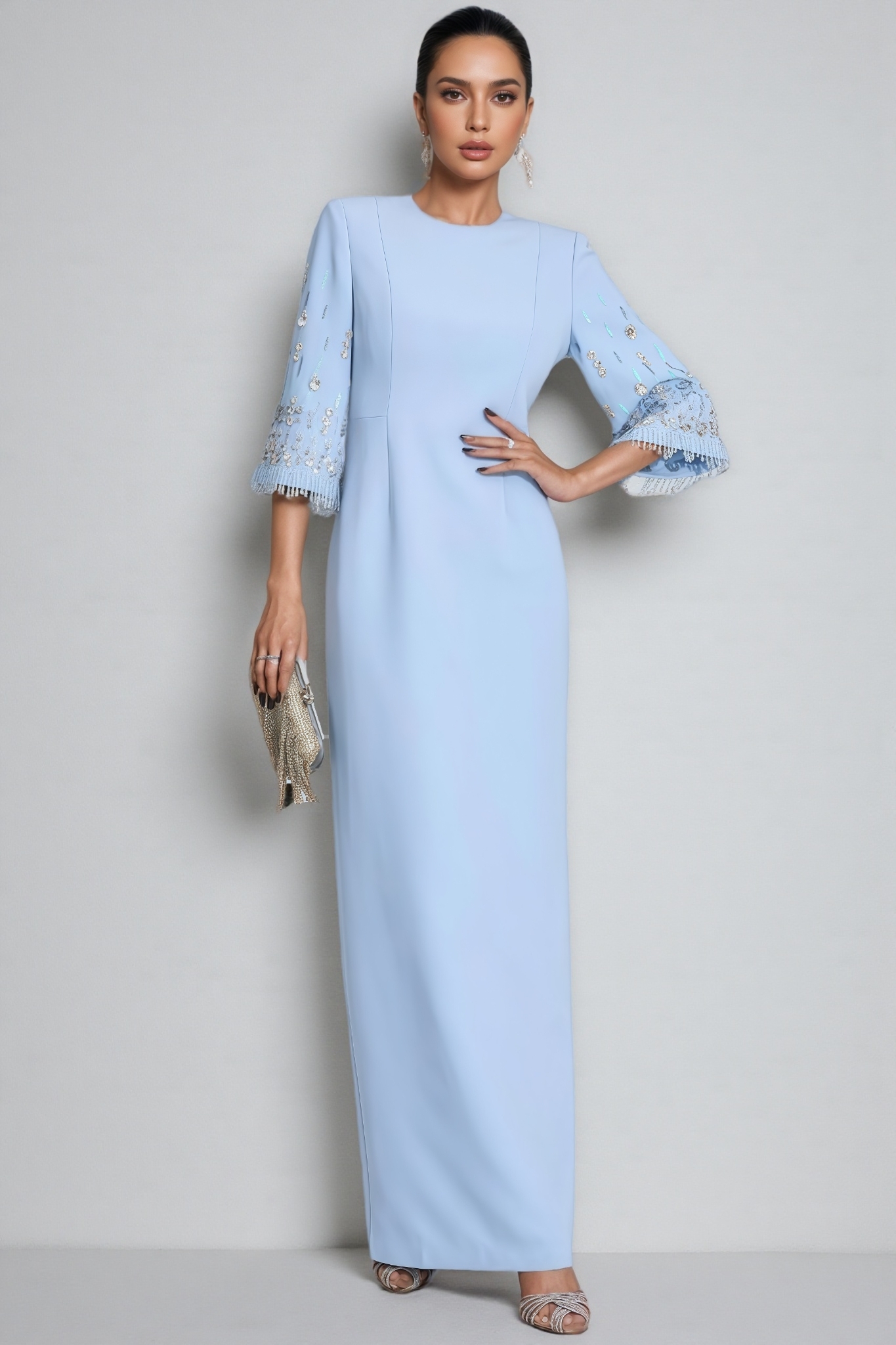 Aureliana Light Blue Diamond Maxi Dress