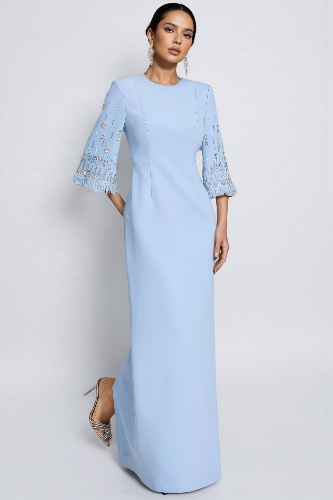 Aureliana Light Blue Diamond Maxi Dress