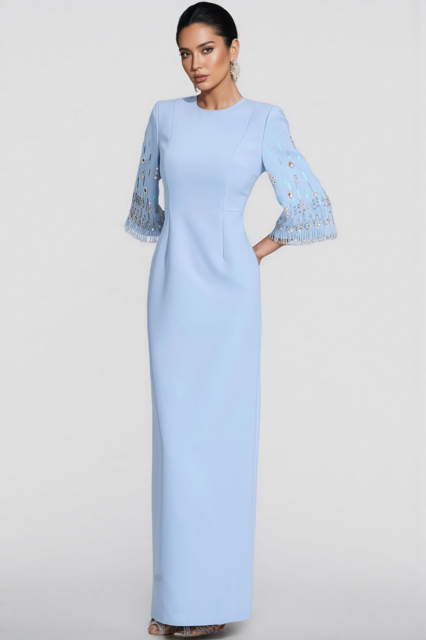 Aureliana Light Blue Diamond Maxi Dress