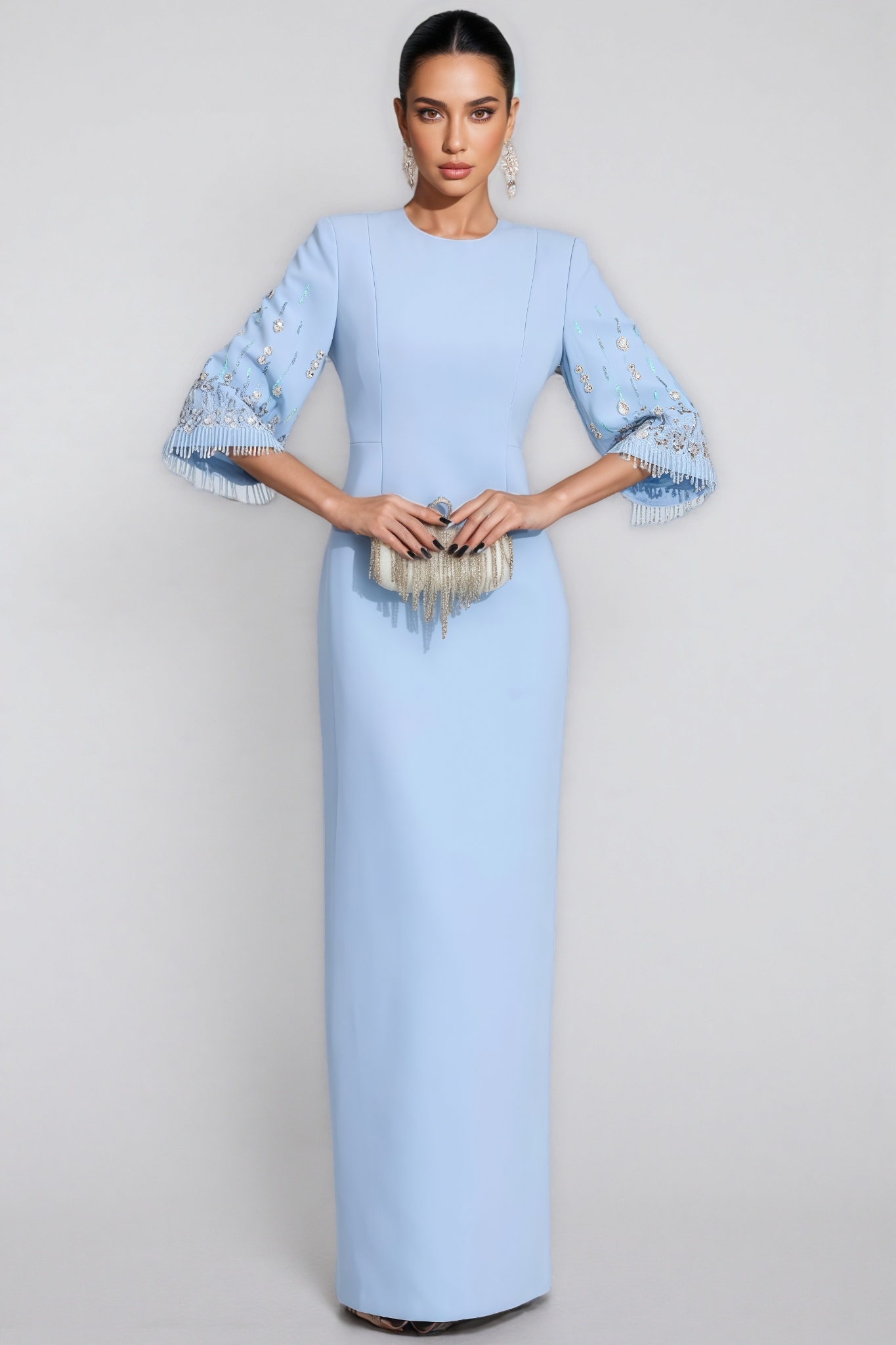 Aureliana Light Blue Diamond Maxi Dress