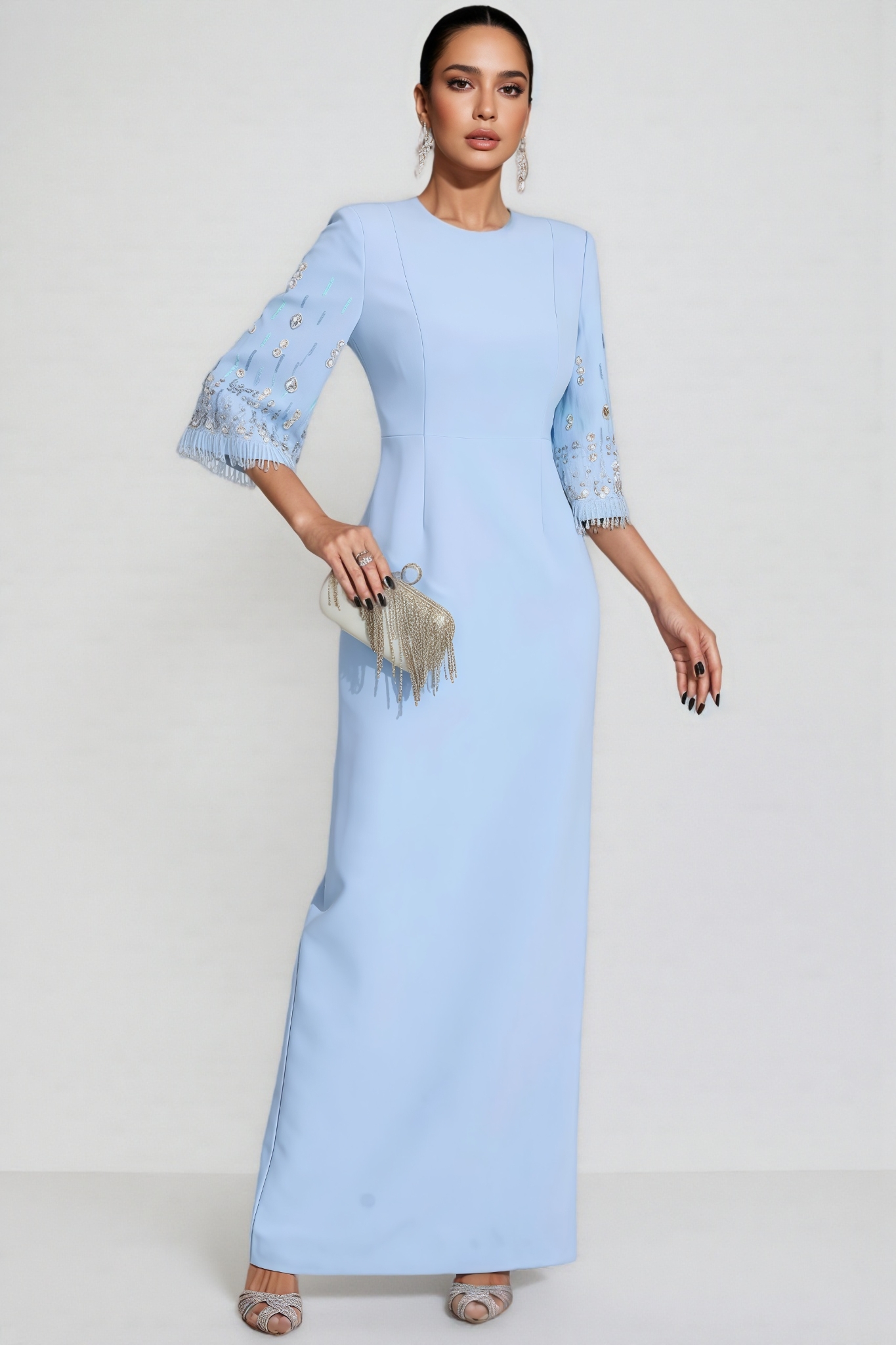 Aureliana Light Blue Diamond Maxi Dress