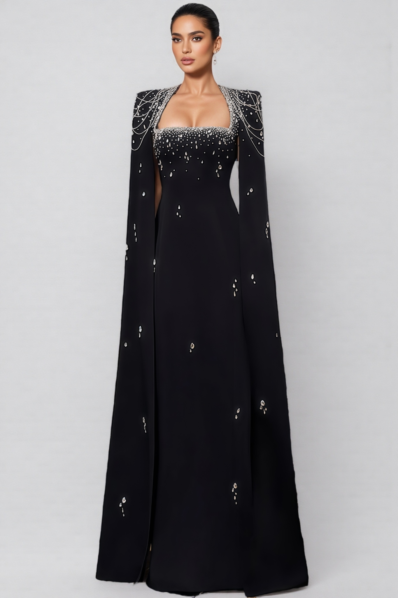 Tegany Beaded Chain Sleeve Maxi Dress