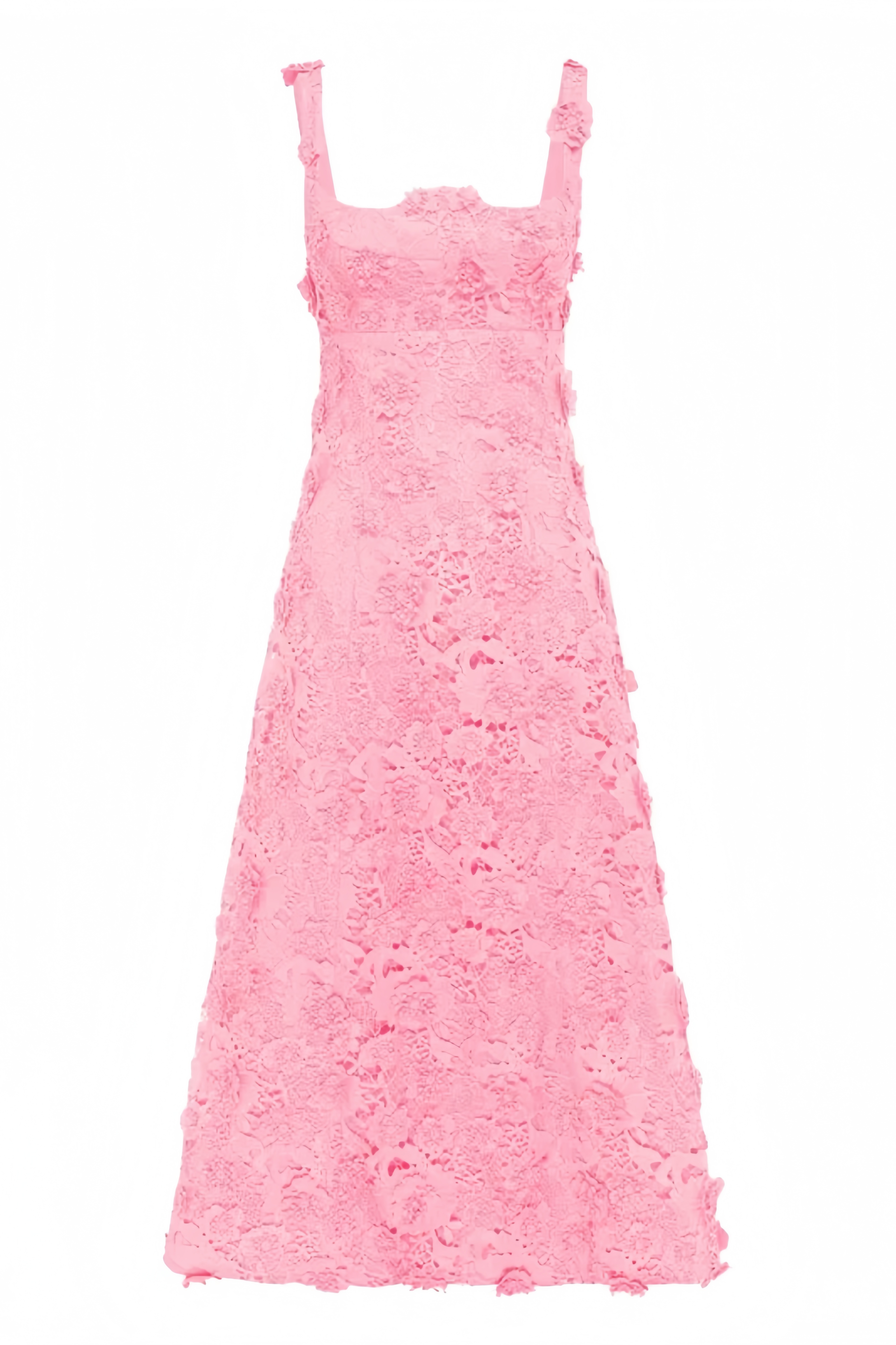 Norigald Pink Halter 3D Flower Midi Dress