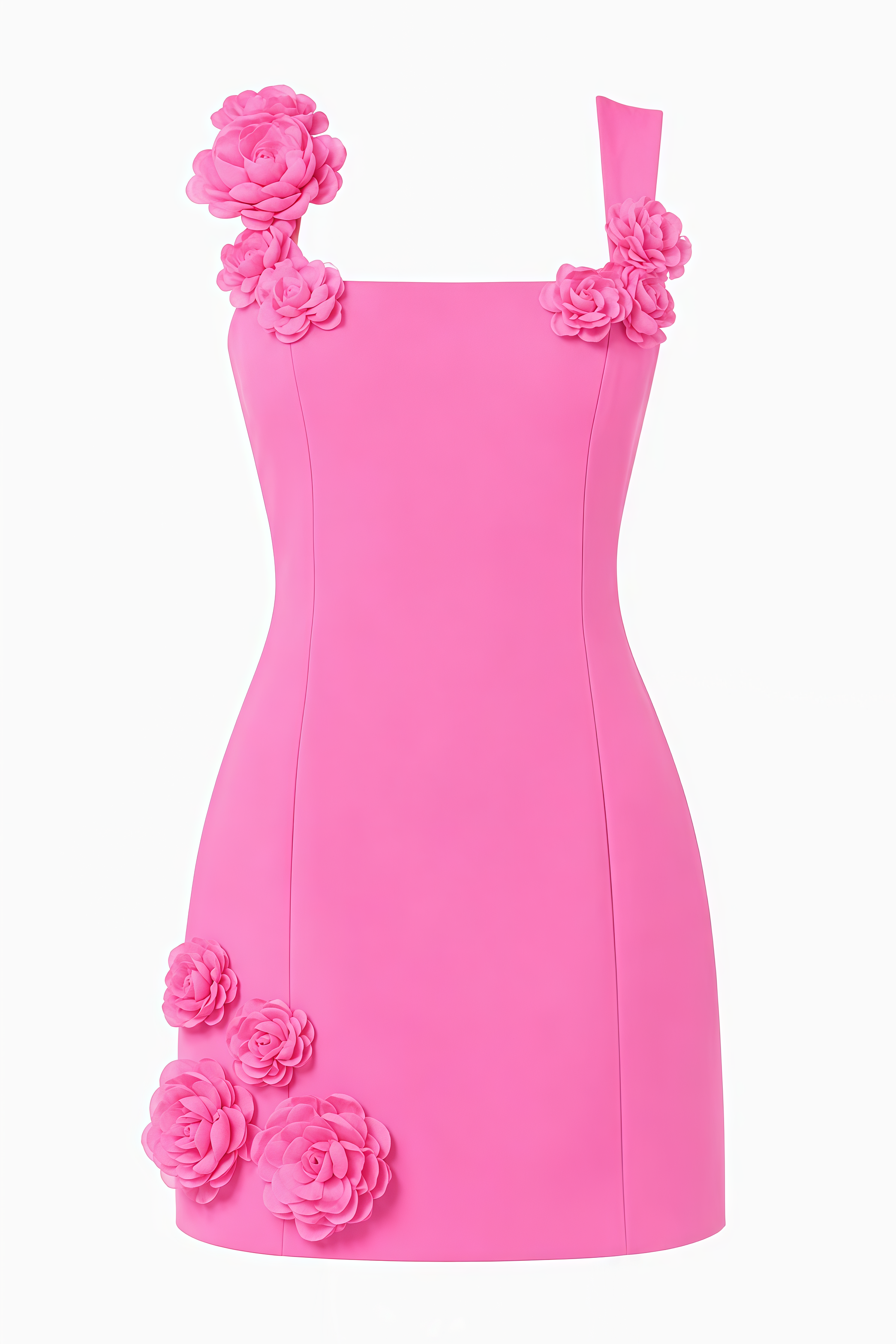 Gansis Pink 3D Floral Mini Dress
