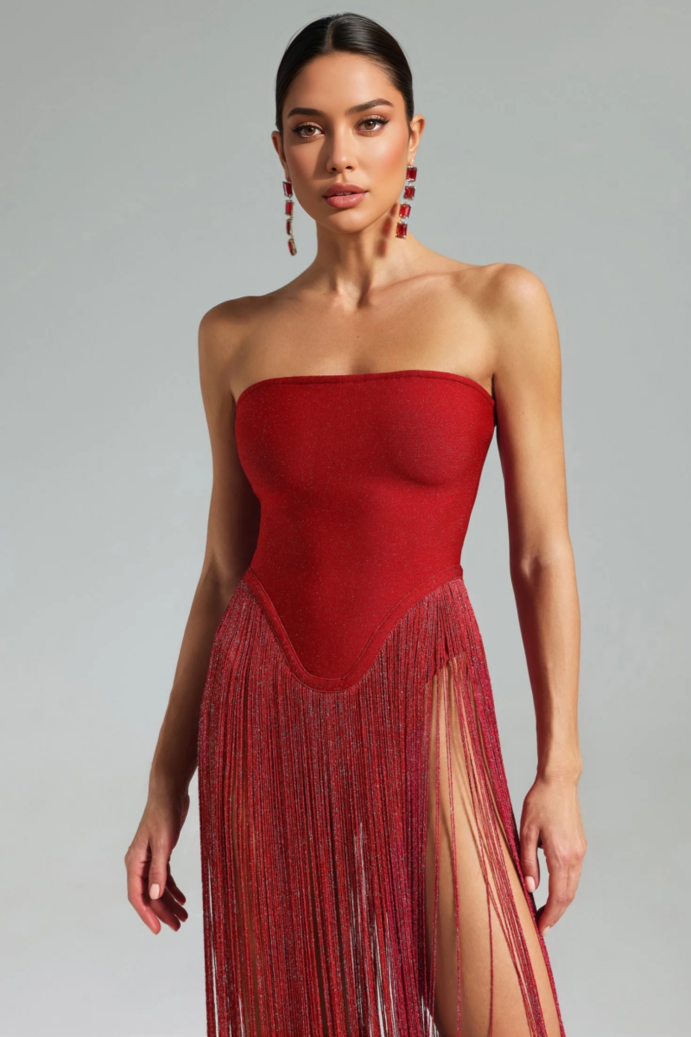 Aelia Fringe Patchwork Maxi Dress