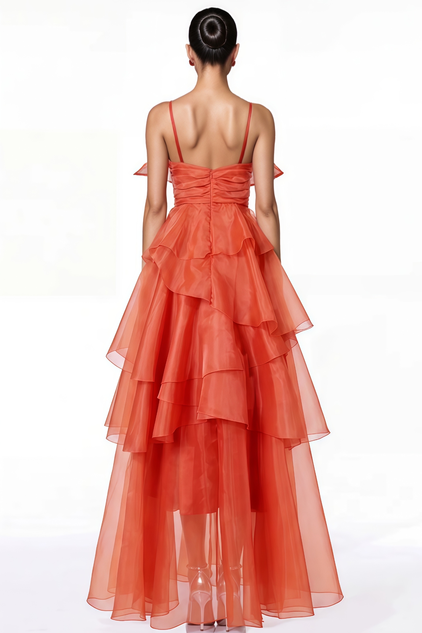 Veldan Red Halter Ruffle Maxi Dress
