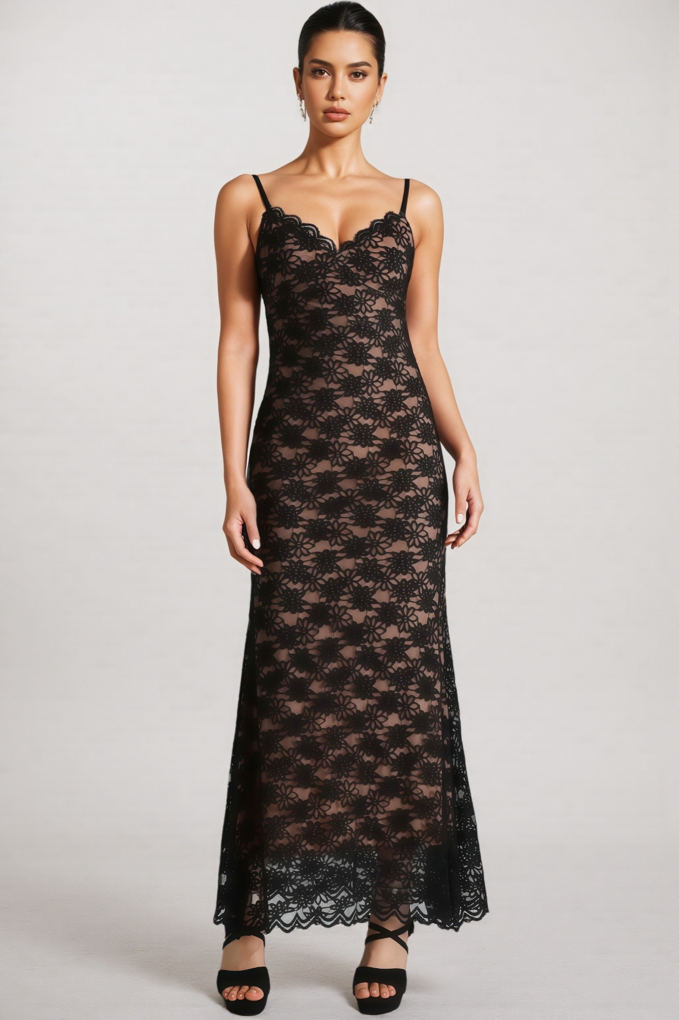 Vanni Black Lace Sleeveless Maxi Dress