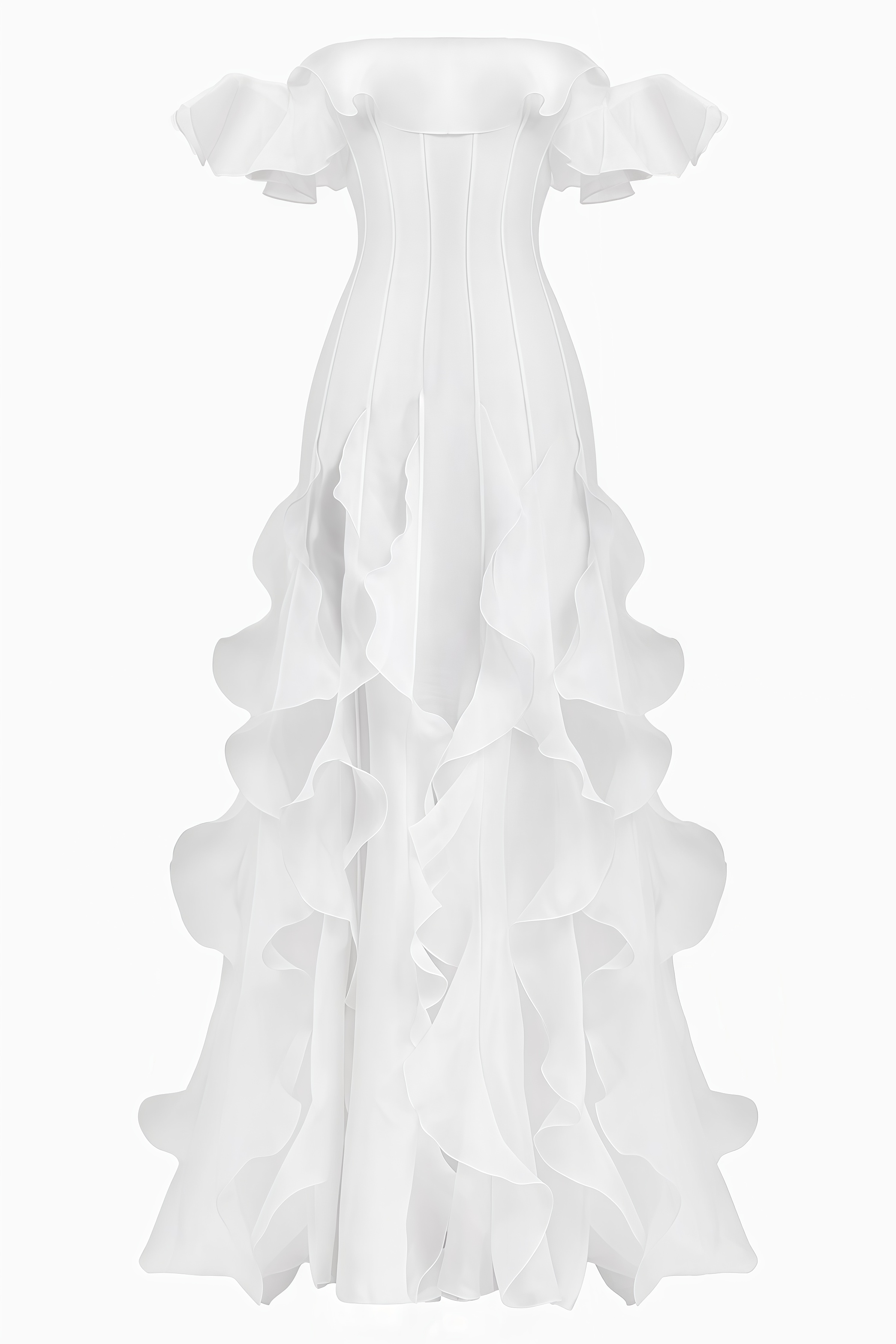 Yvera White Strapless Ruffled Maxi Dress