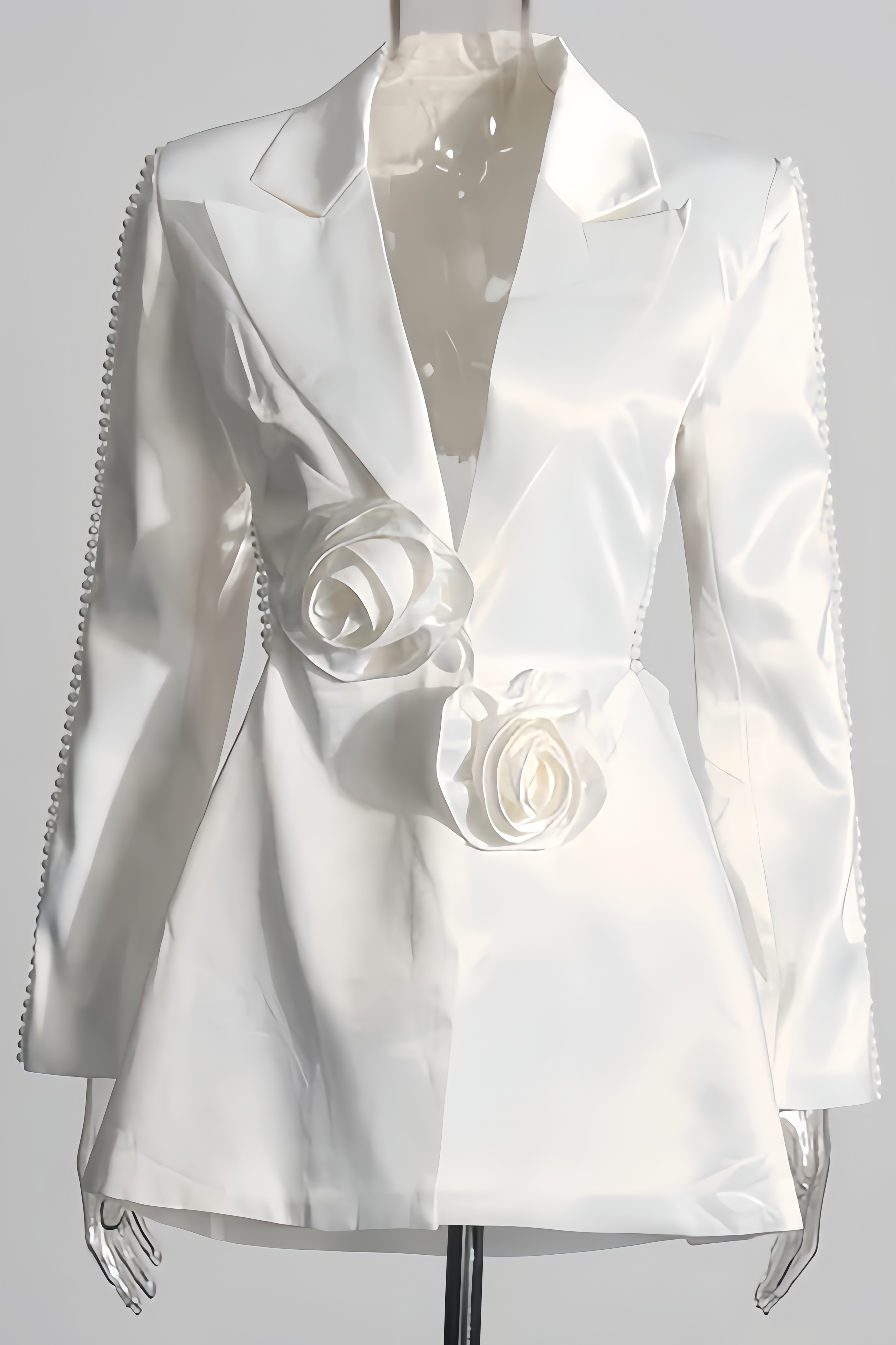 Kari 3D Flower Pearl Blazer Top