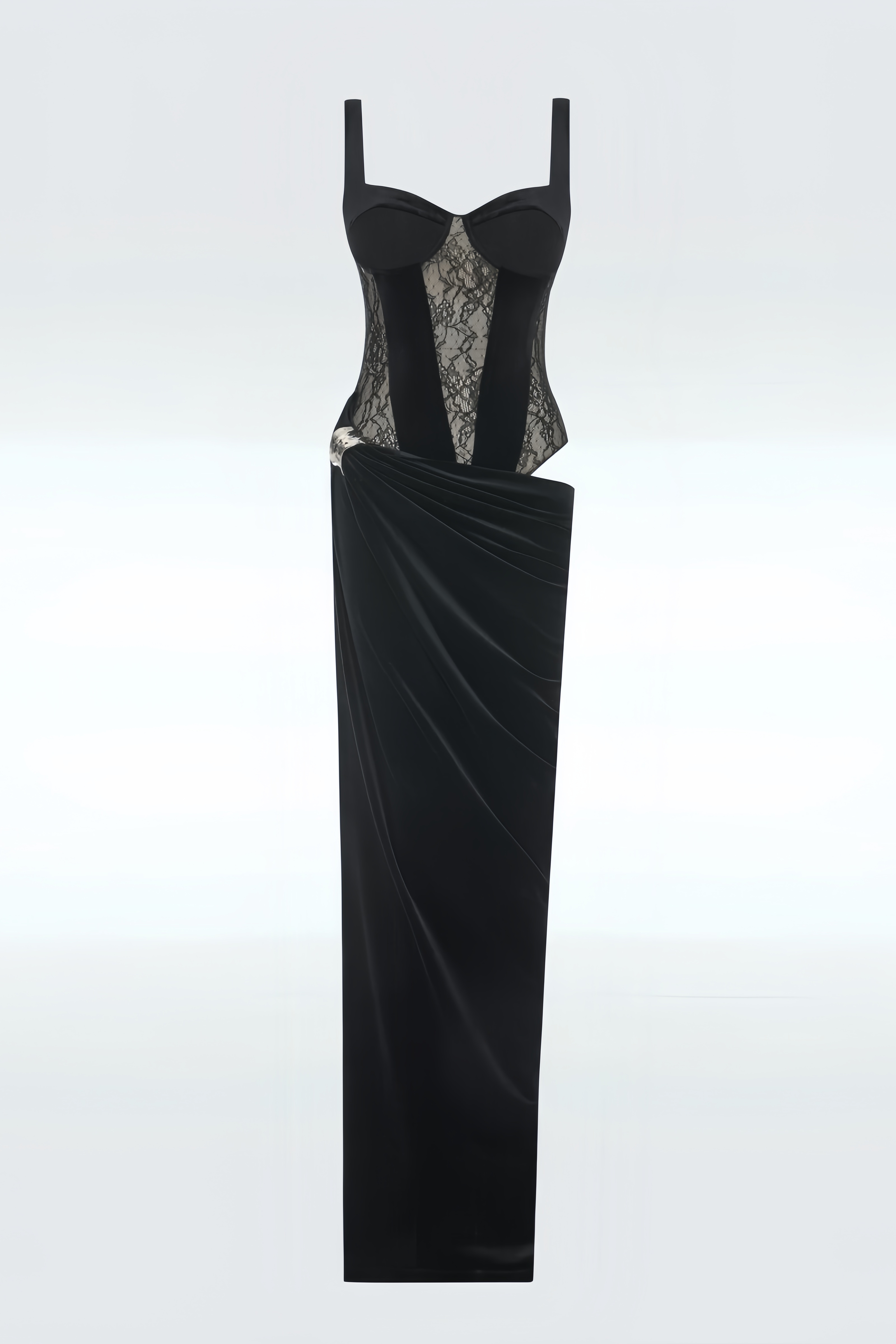 Zalgn Black Sleeveless Cut Out Maxi Dress
