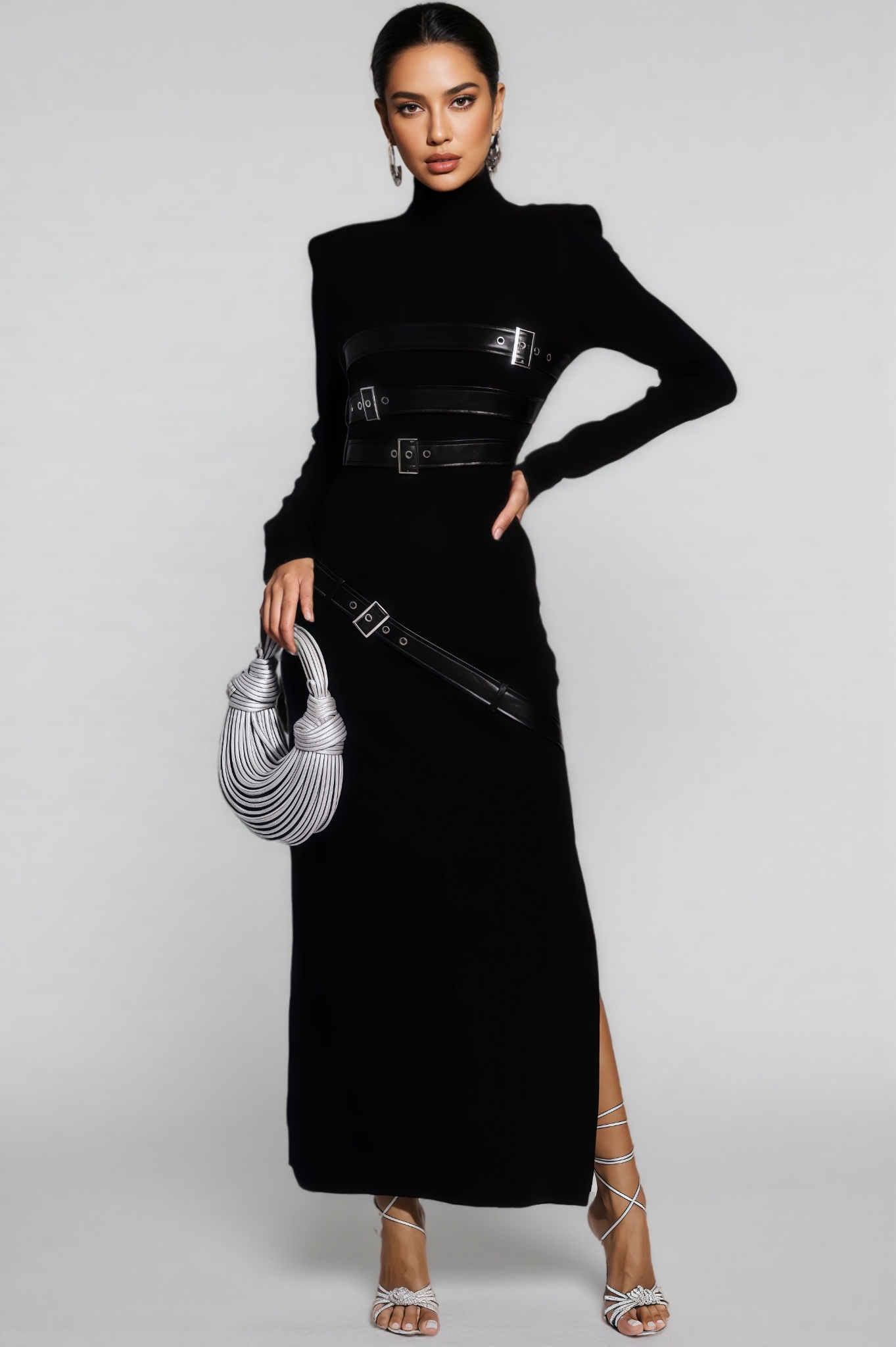 Brock Black PU Maxi Dress