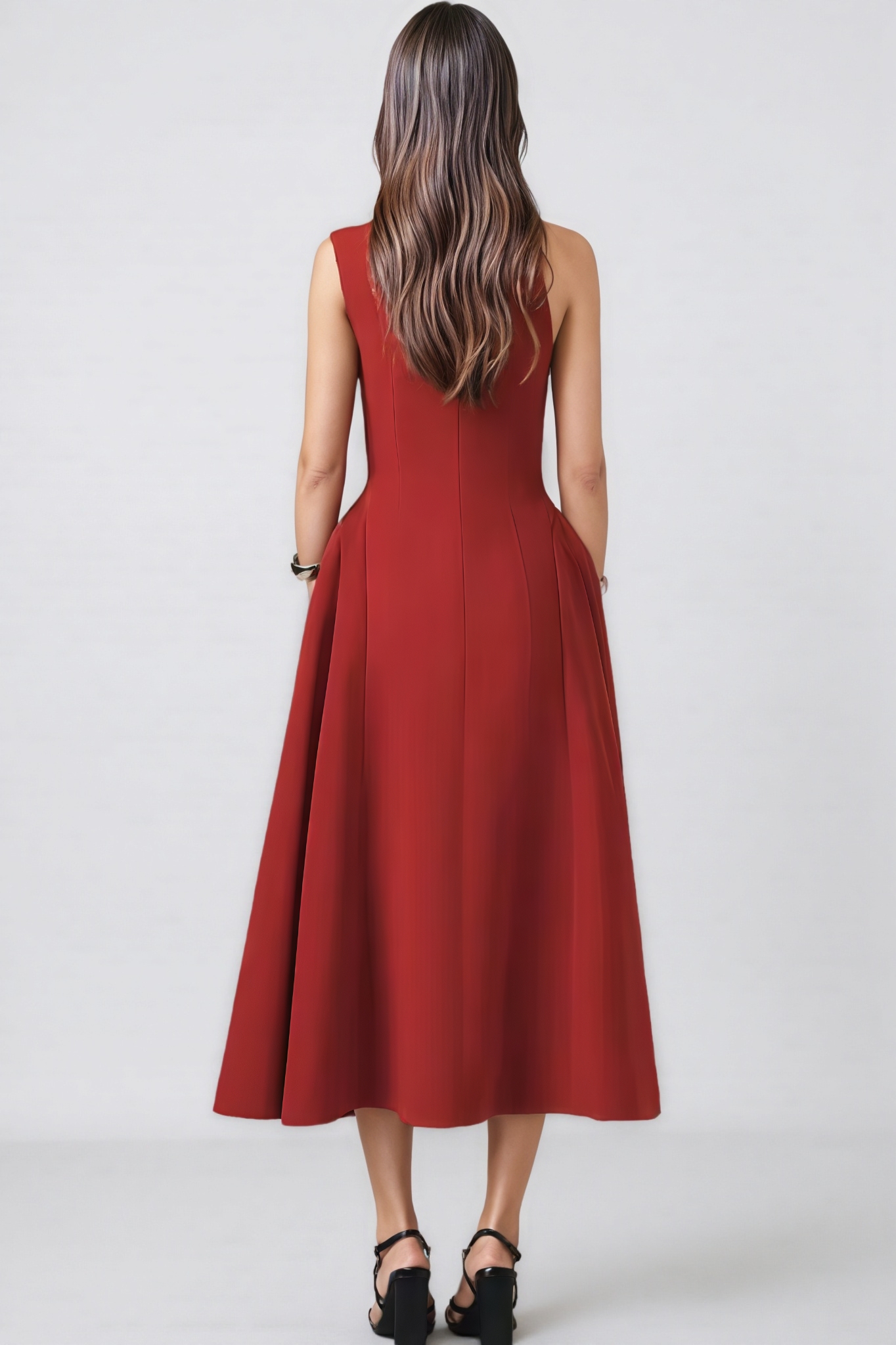 Teresa Red Sleeveless Woven Maxi Dress Set