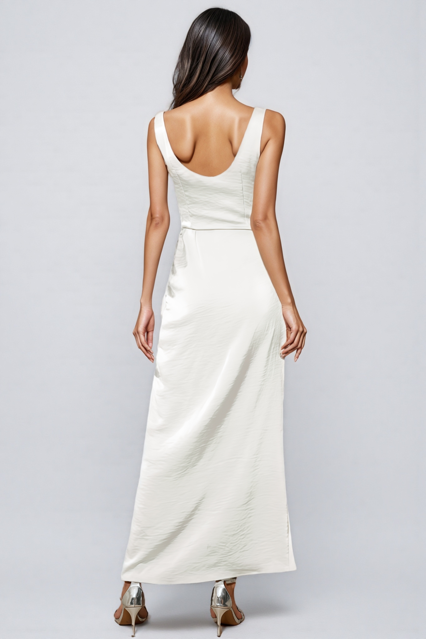 Elaratk Backless Sleeveless Satin Maxi Dress