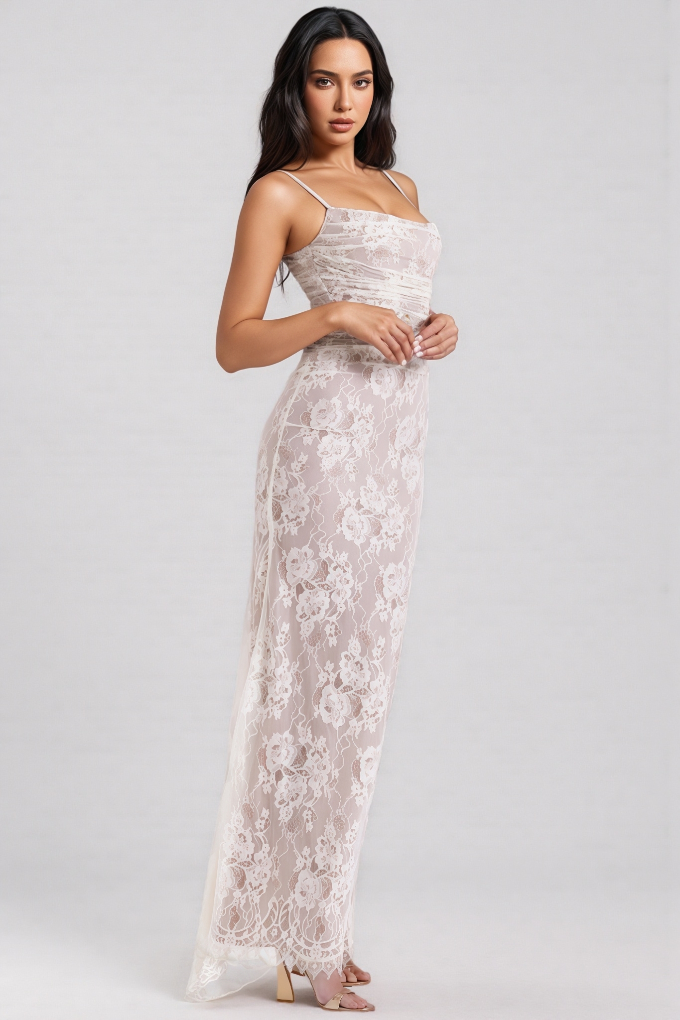 Yoshi Vintage Cream Lace Maxi Dress