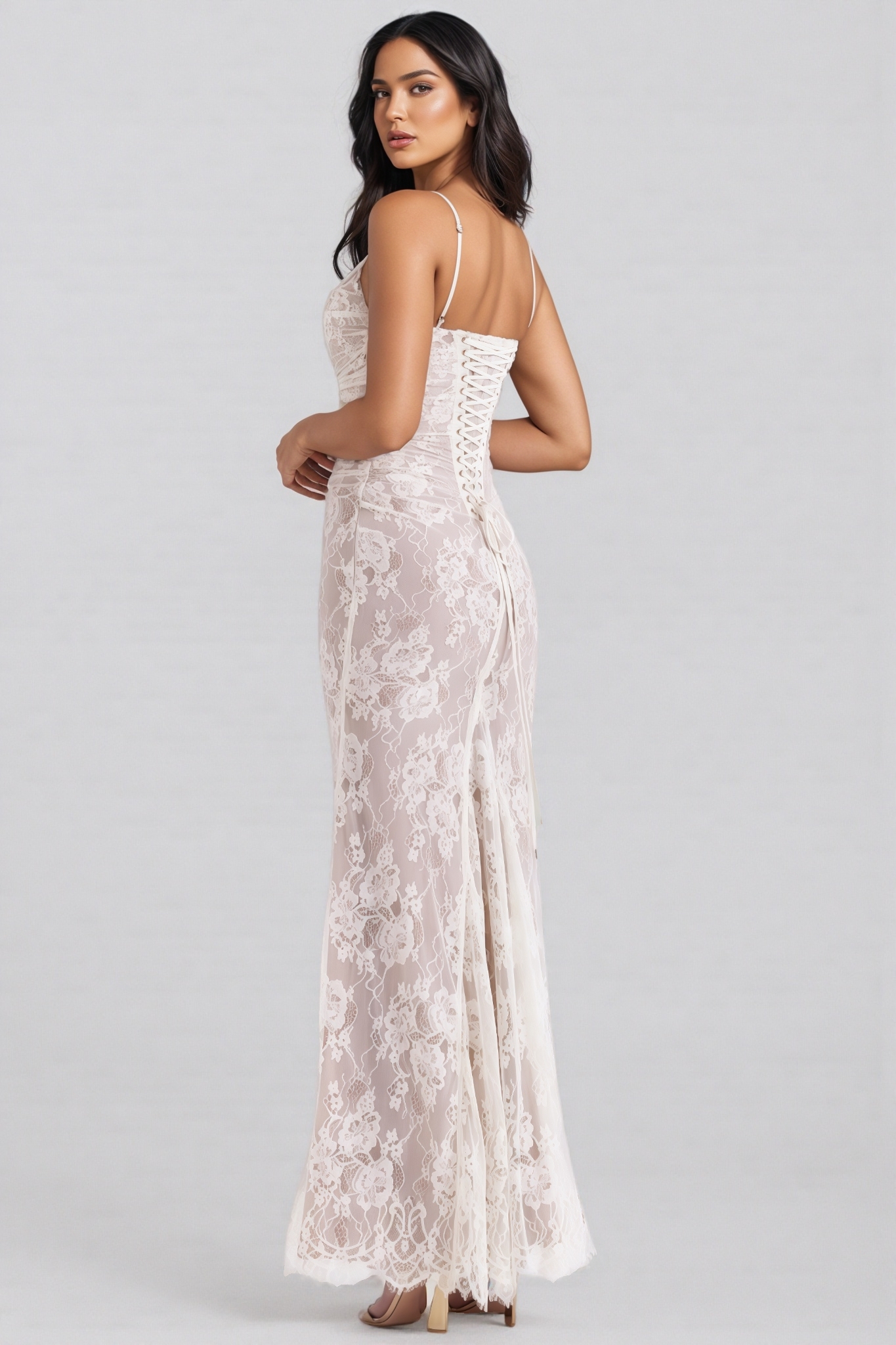 Yoshi Vintage Cream Lace Maxi Dress