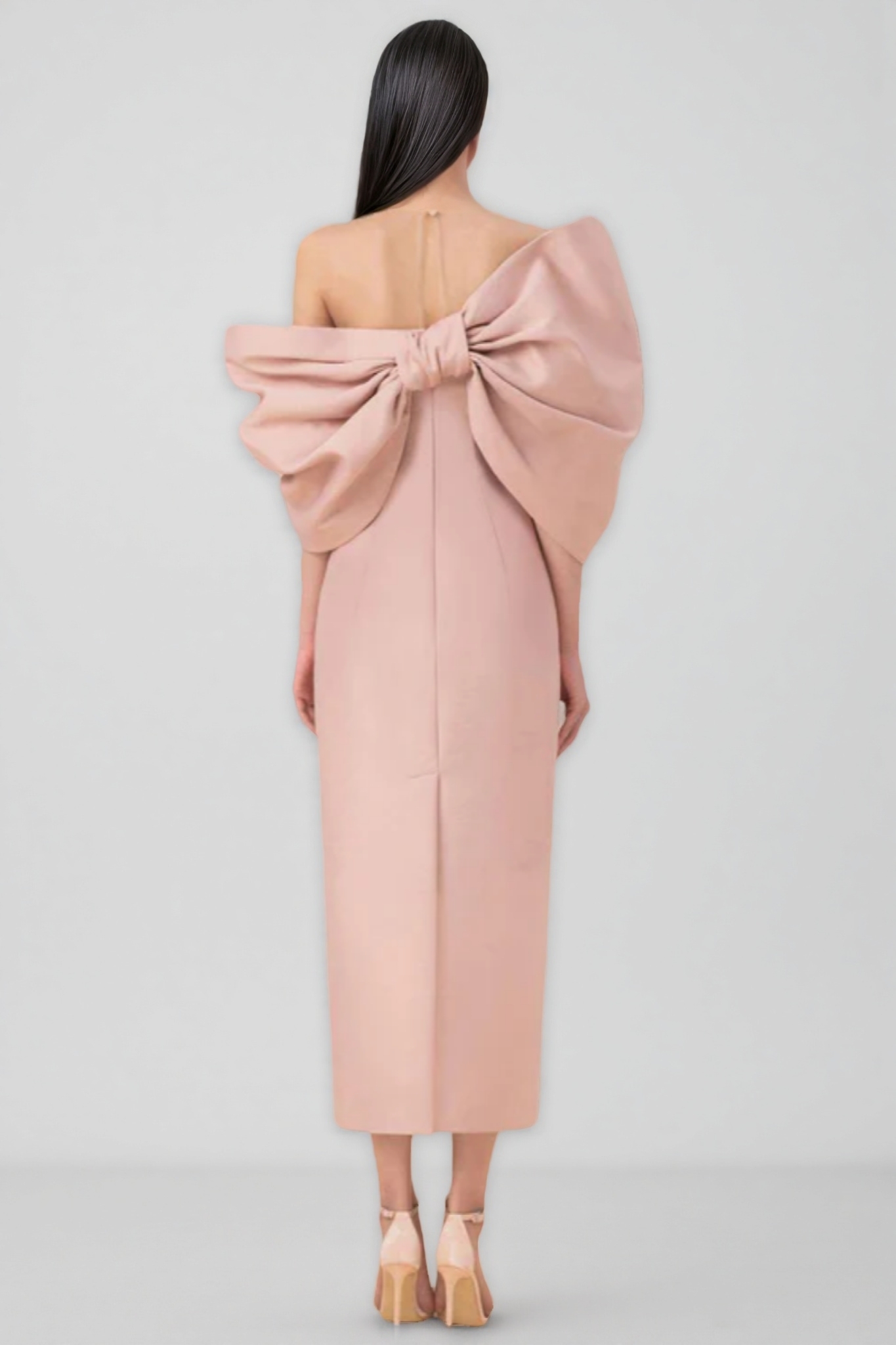 Fanya Strapless 3D Bow Maxi Dress-Pink