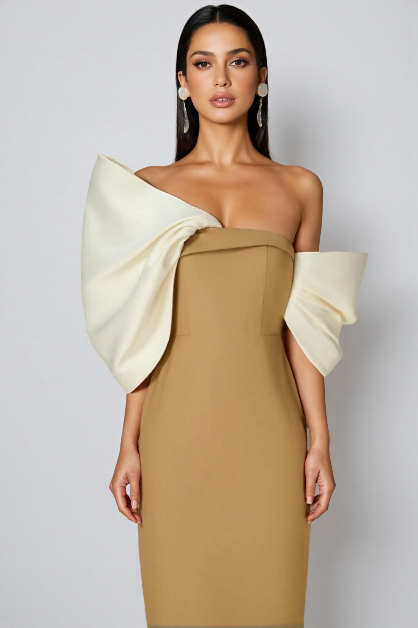 Belia Strapless 3D Bow Maxi Dress-Yellow
