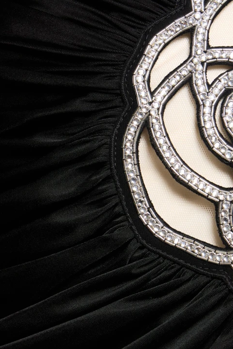 Olexia Asymmetric Embroidered Rose Mini Dress