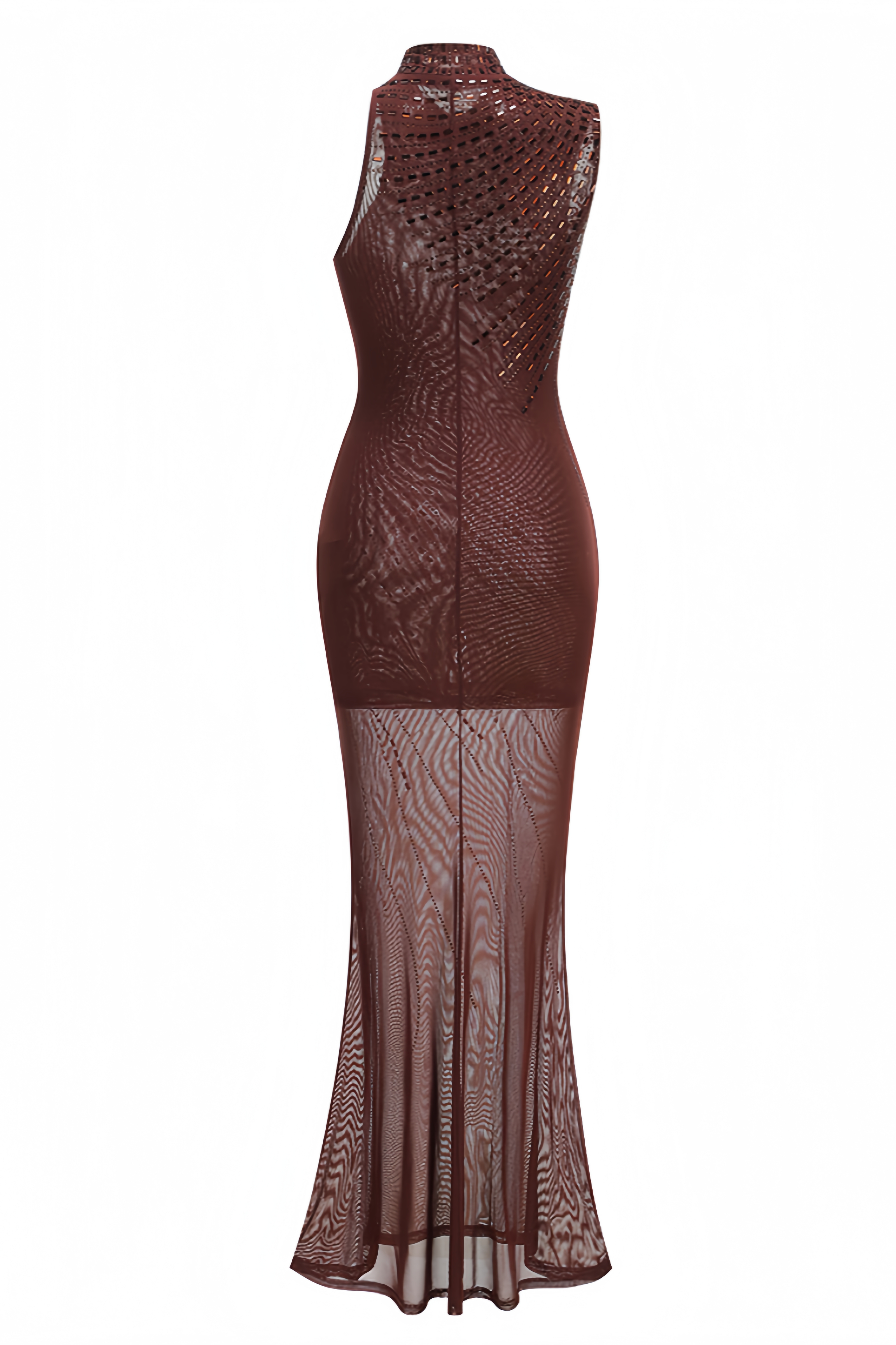 Nlivia Brown Sleeveless Rhinestone Maxi Dress