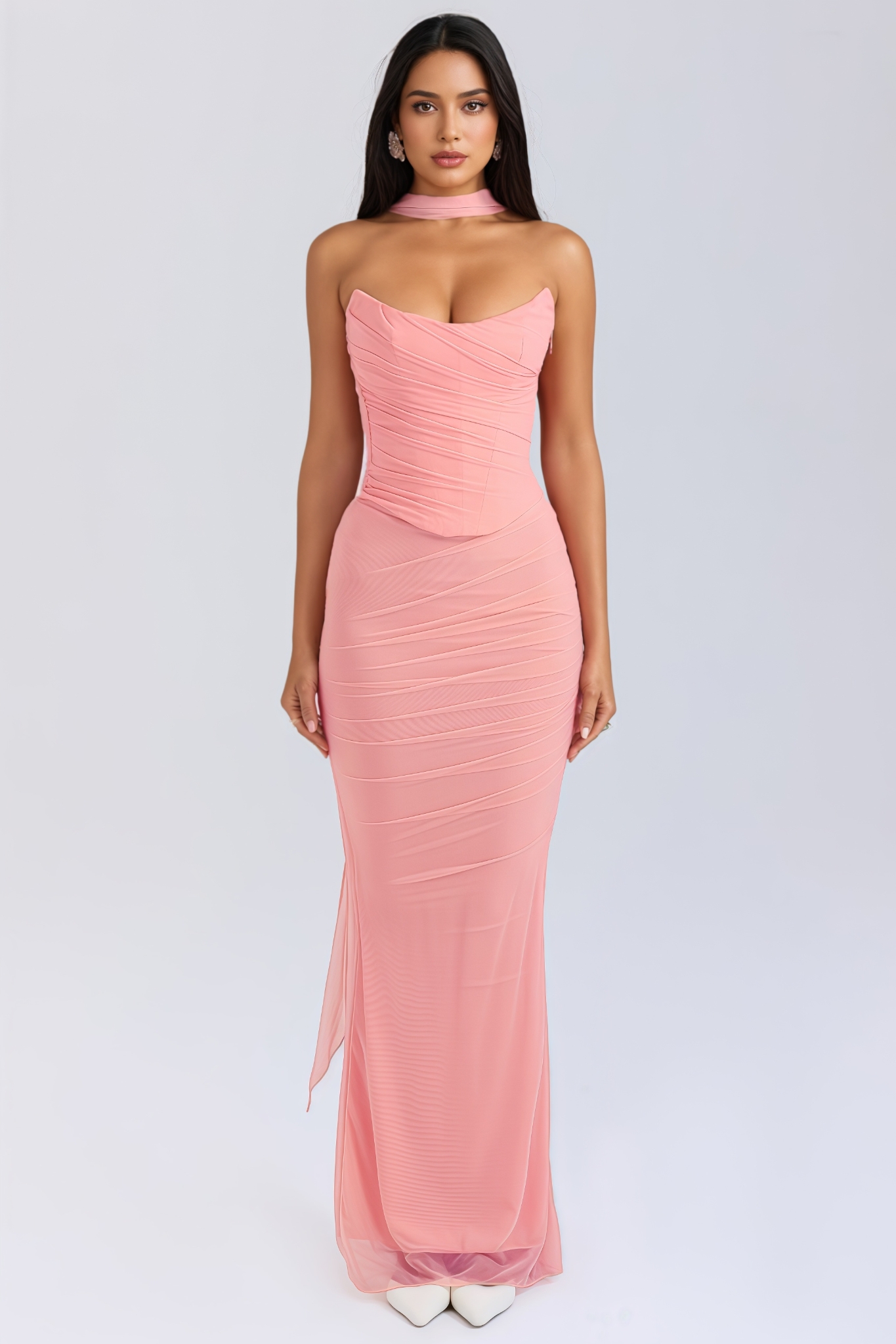 Ivalilt Pink Halter Maxi Dress Set
