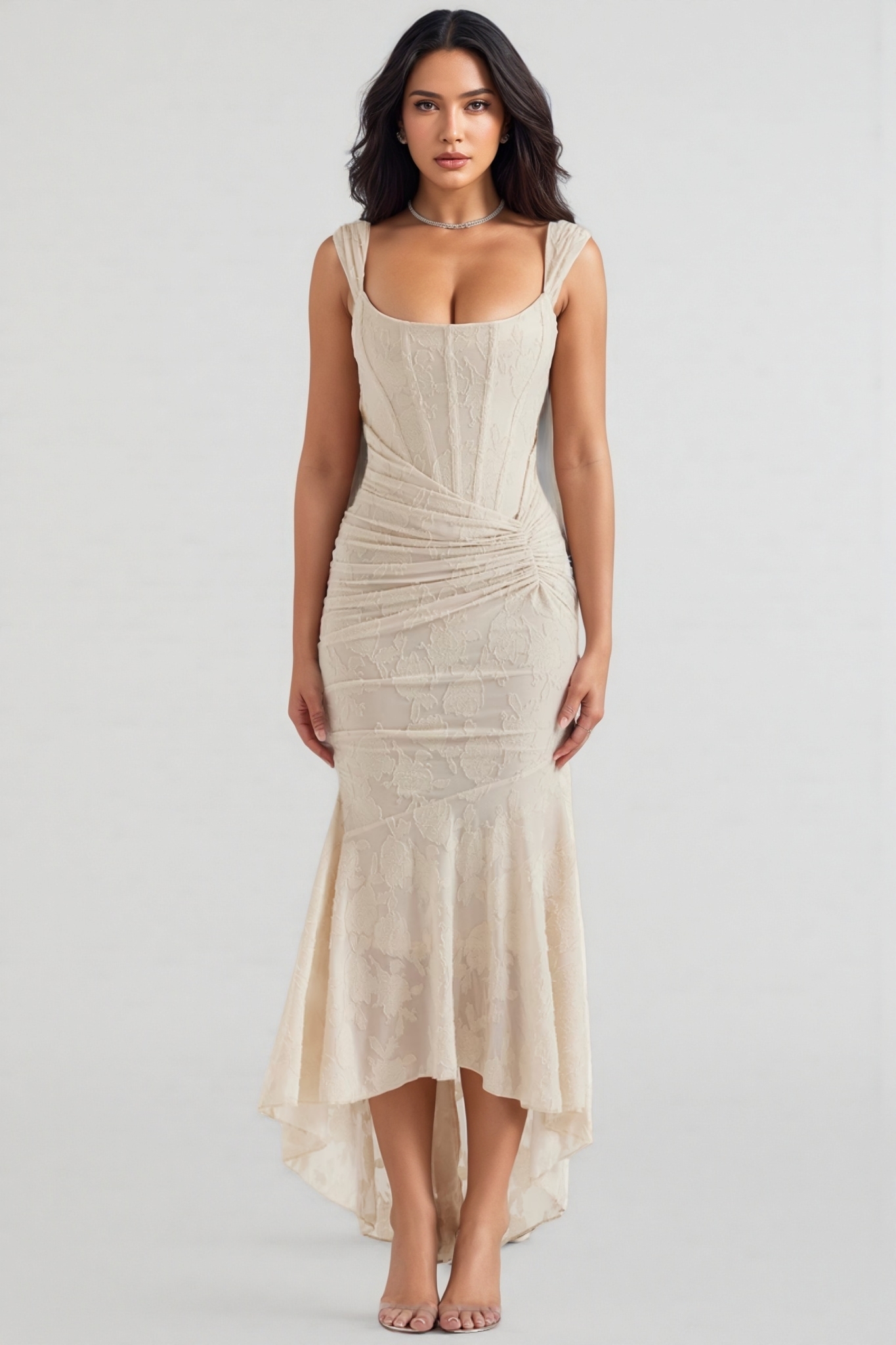 Zarenx Pleated Sleeveless Floral Maxi Dress