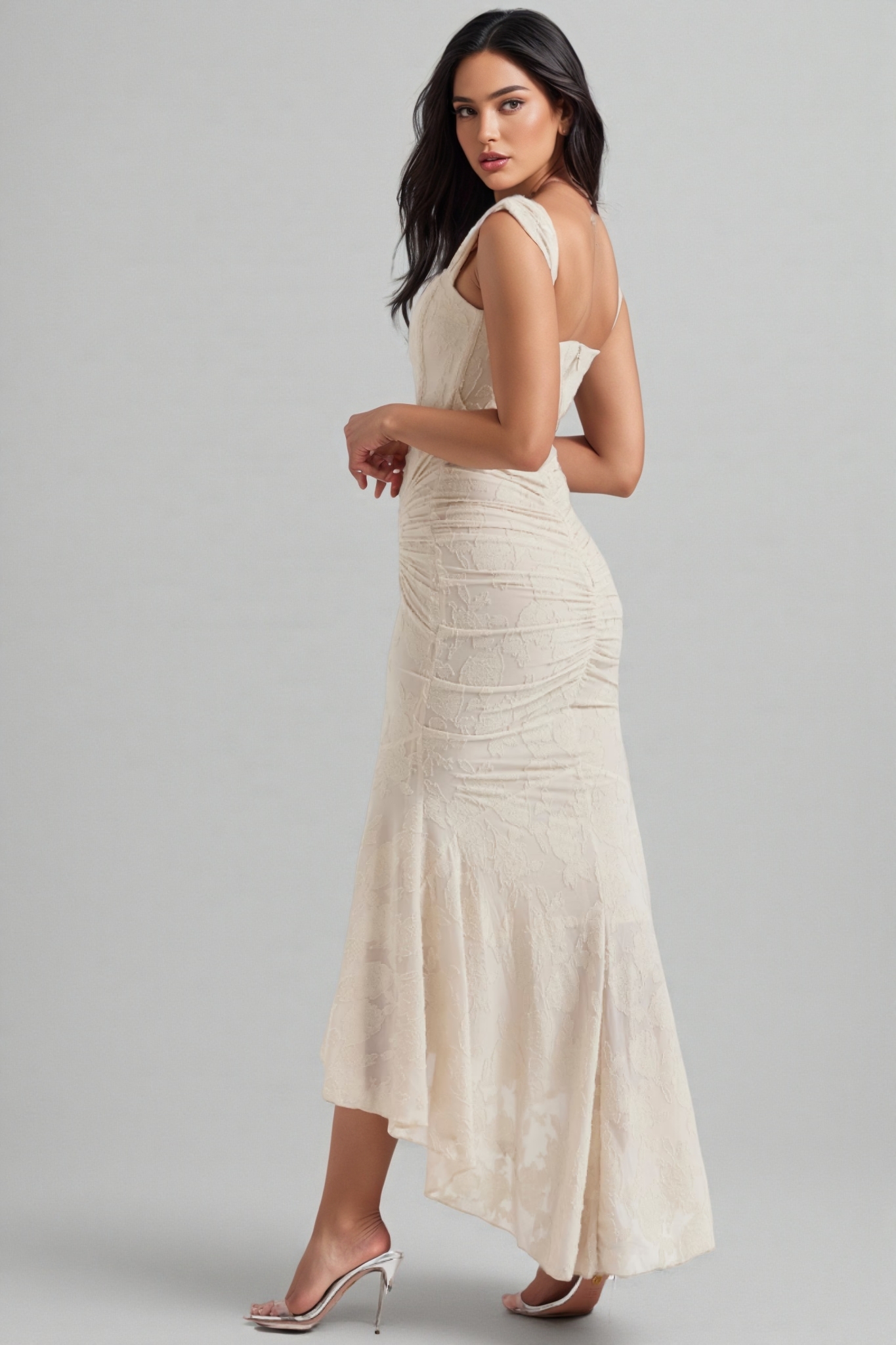 Zarenx Pleated Sleeveless Floral Maxi Dress