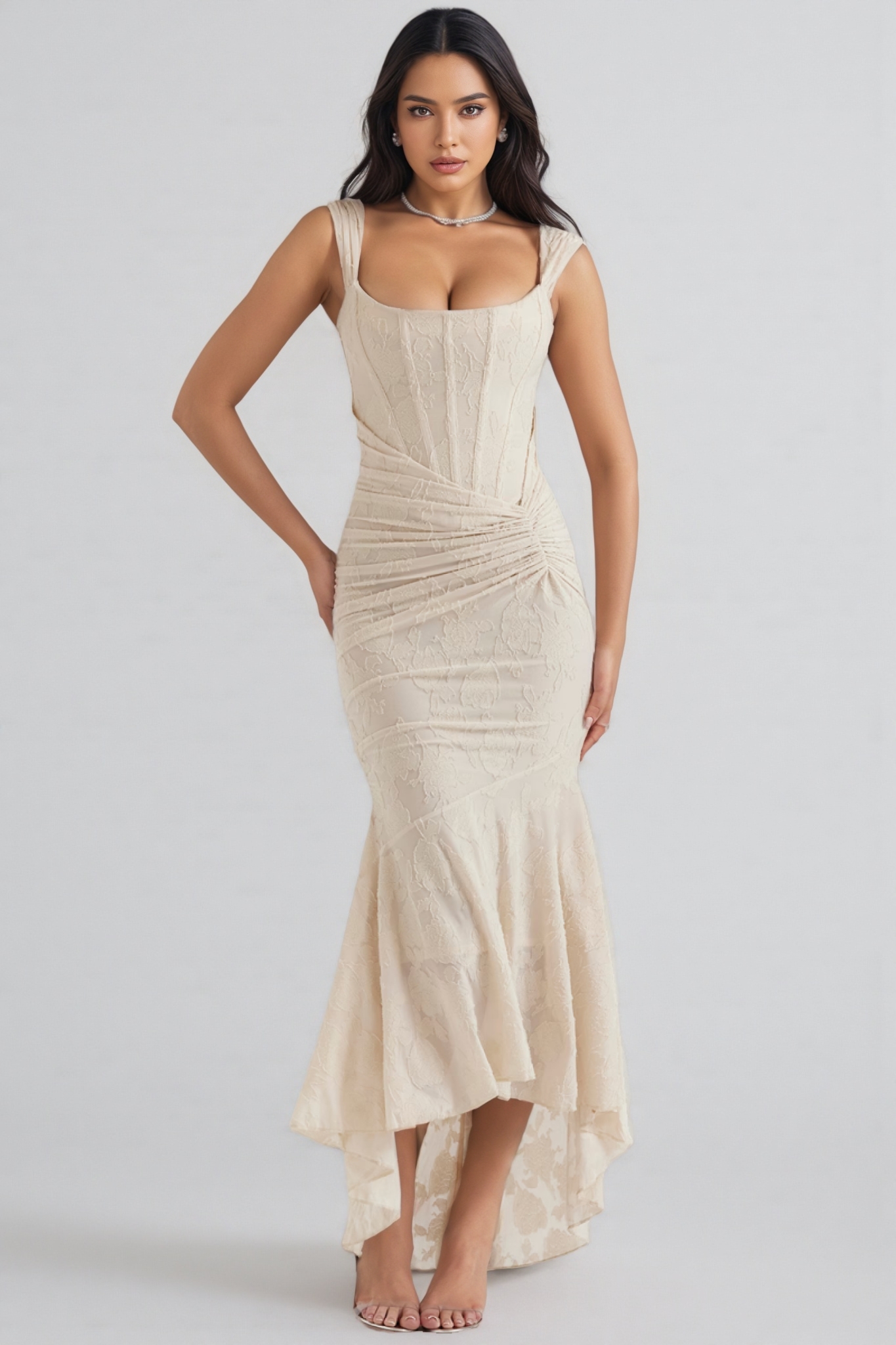 Zarenx Pleated Sleeveless Floral Maxi Dress