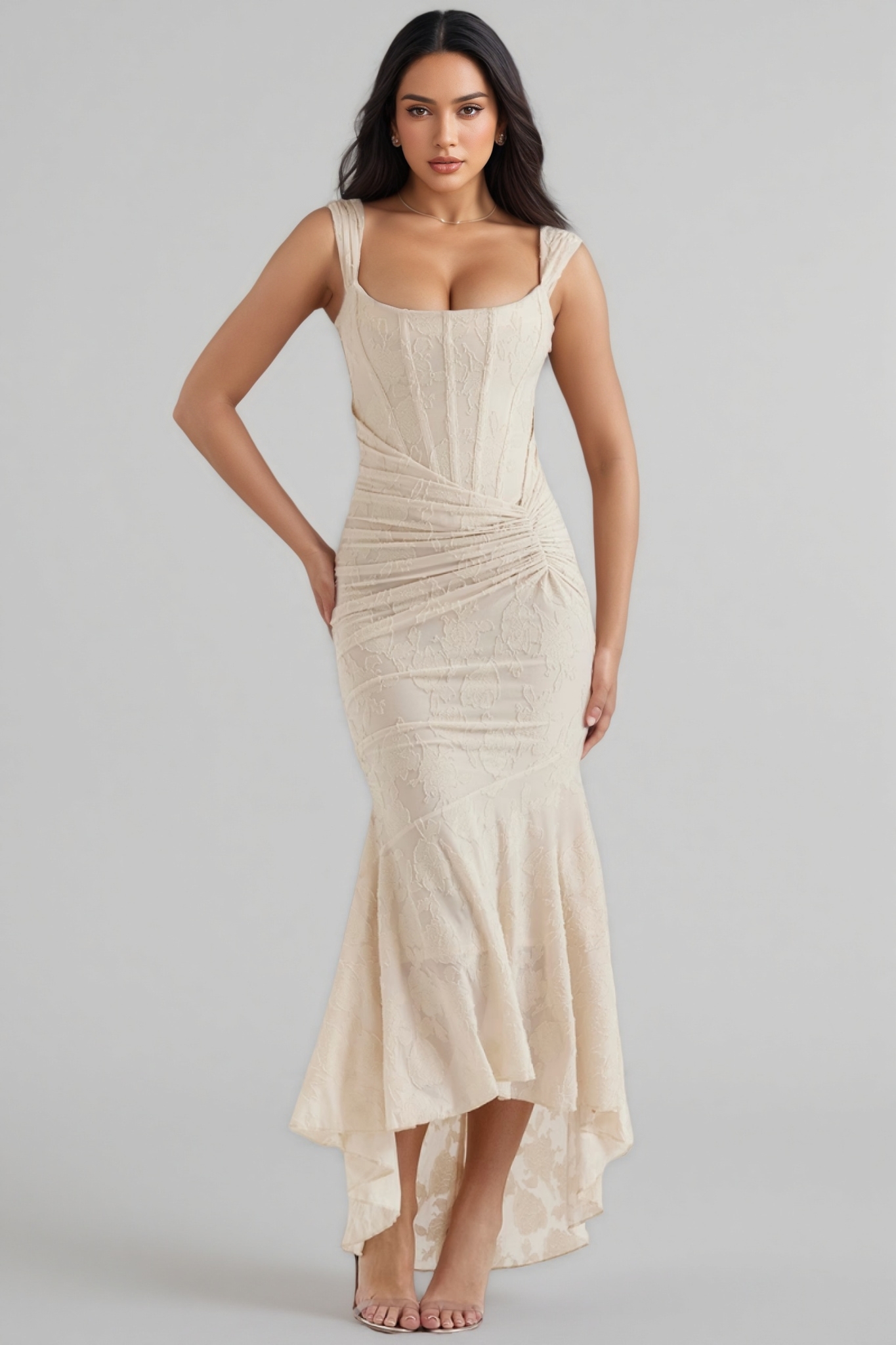 Taye Vintage Cream Floral Maxi Dress