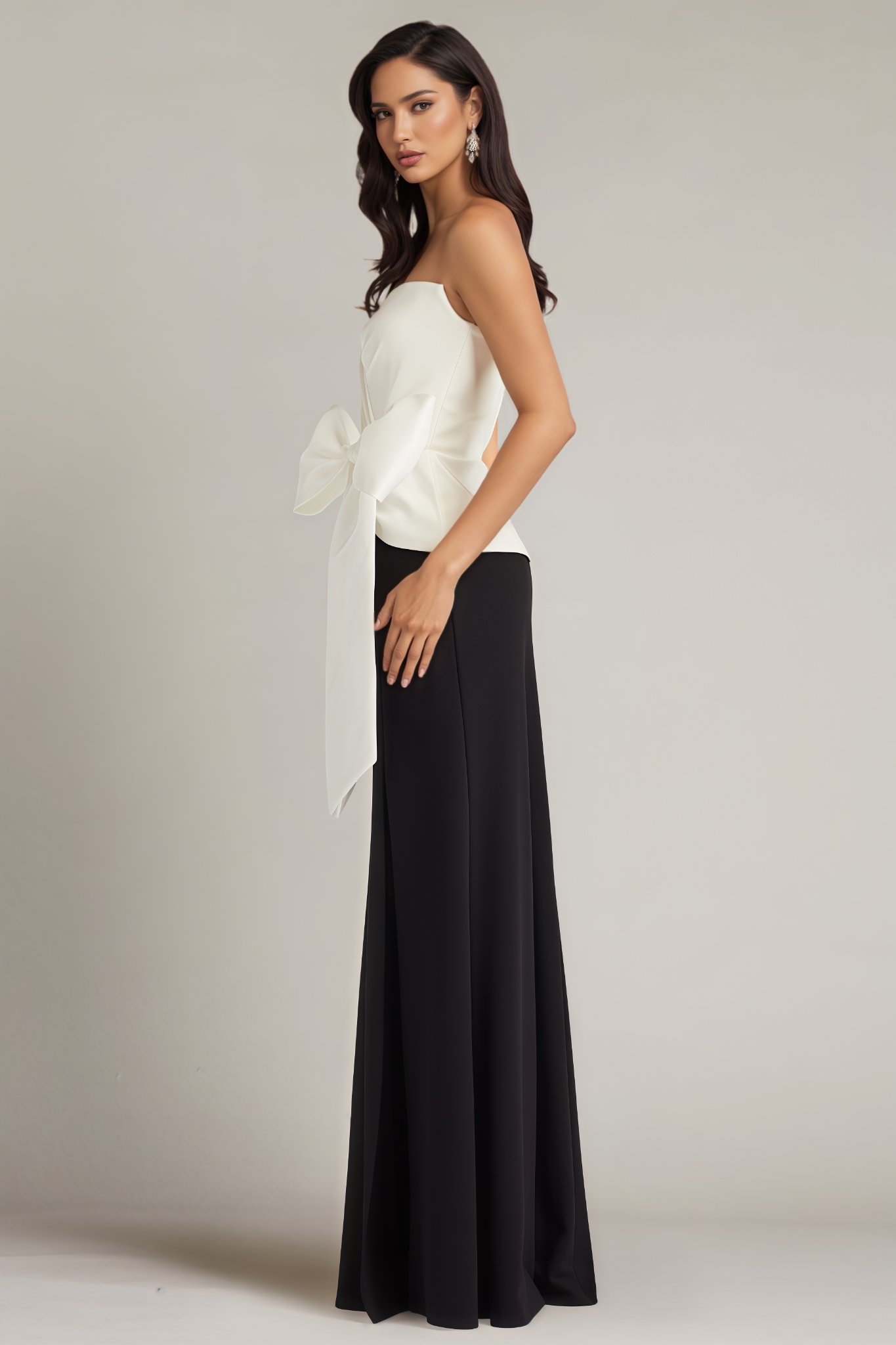 Piret Off Shoulder Bow Slit Maxi Dress