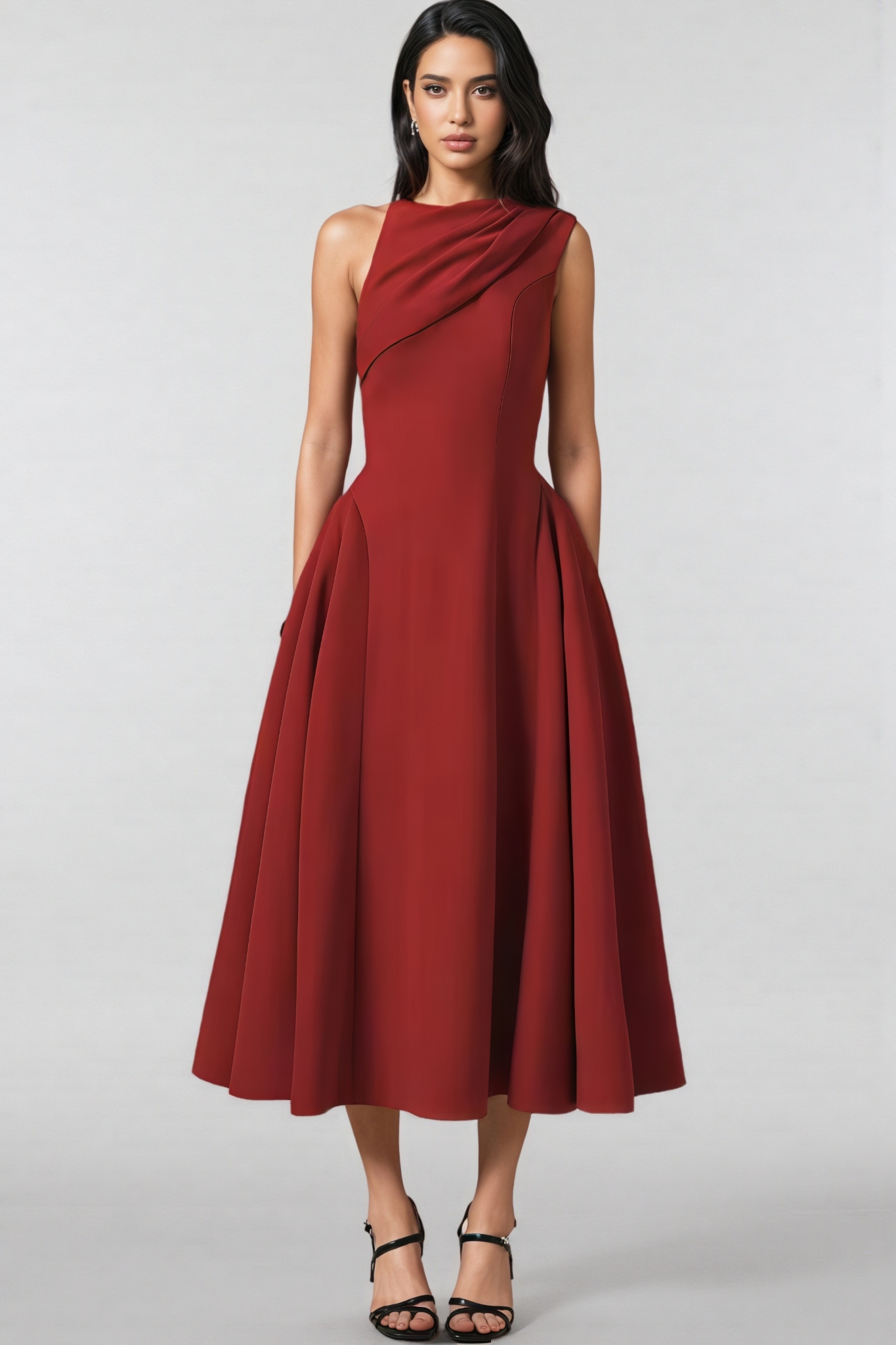 Teresa Red Sleeveless Woven Maxi Dress Set