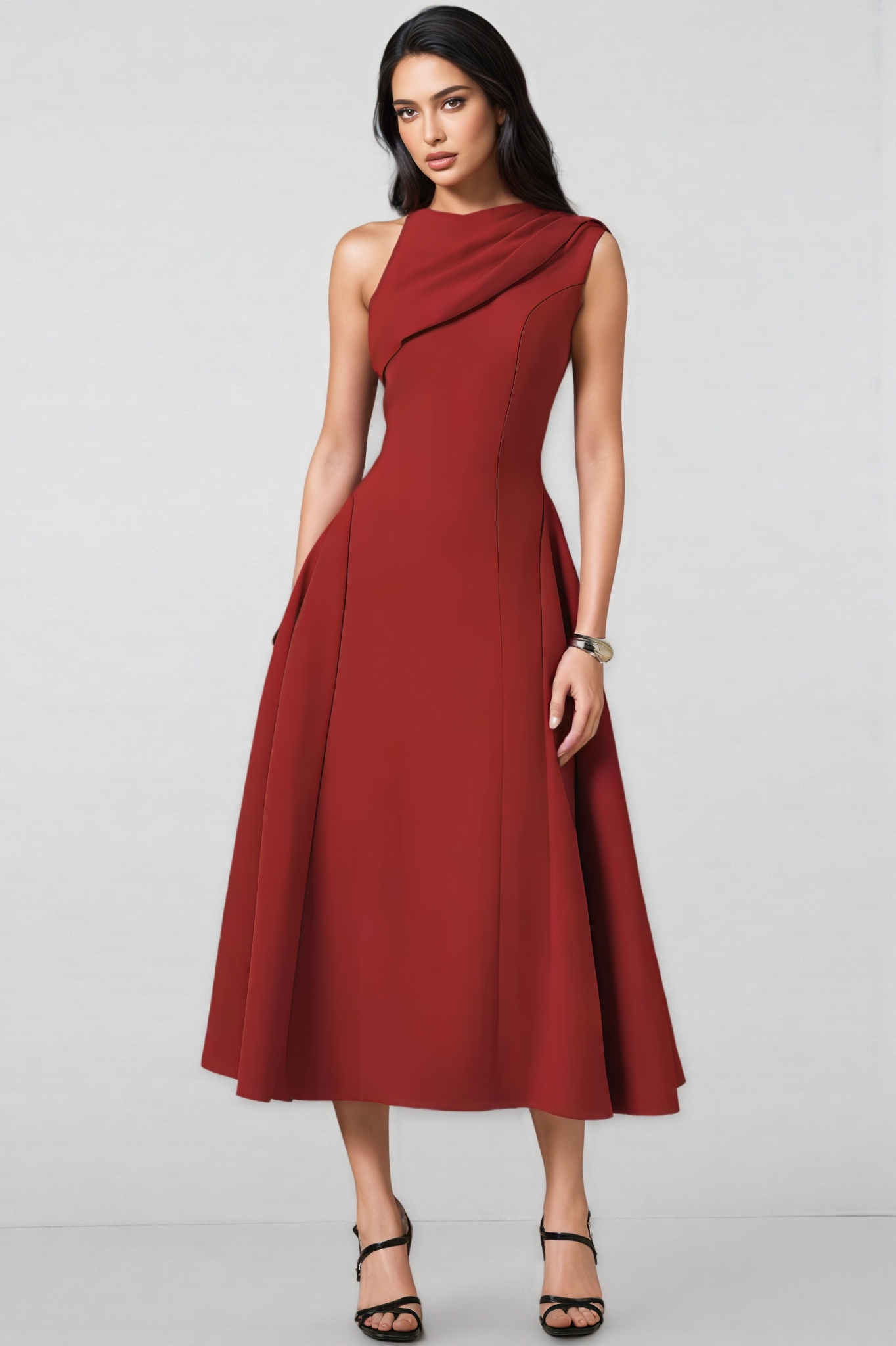 Teresa Red Sleeveless Woven Maxi Dress Set