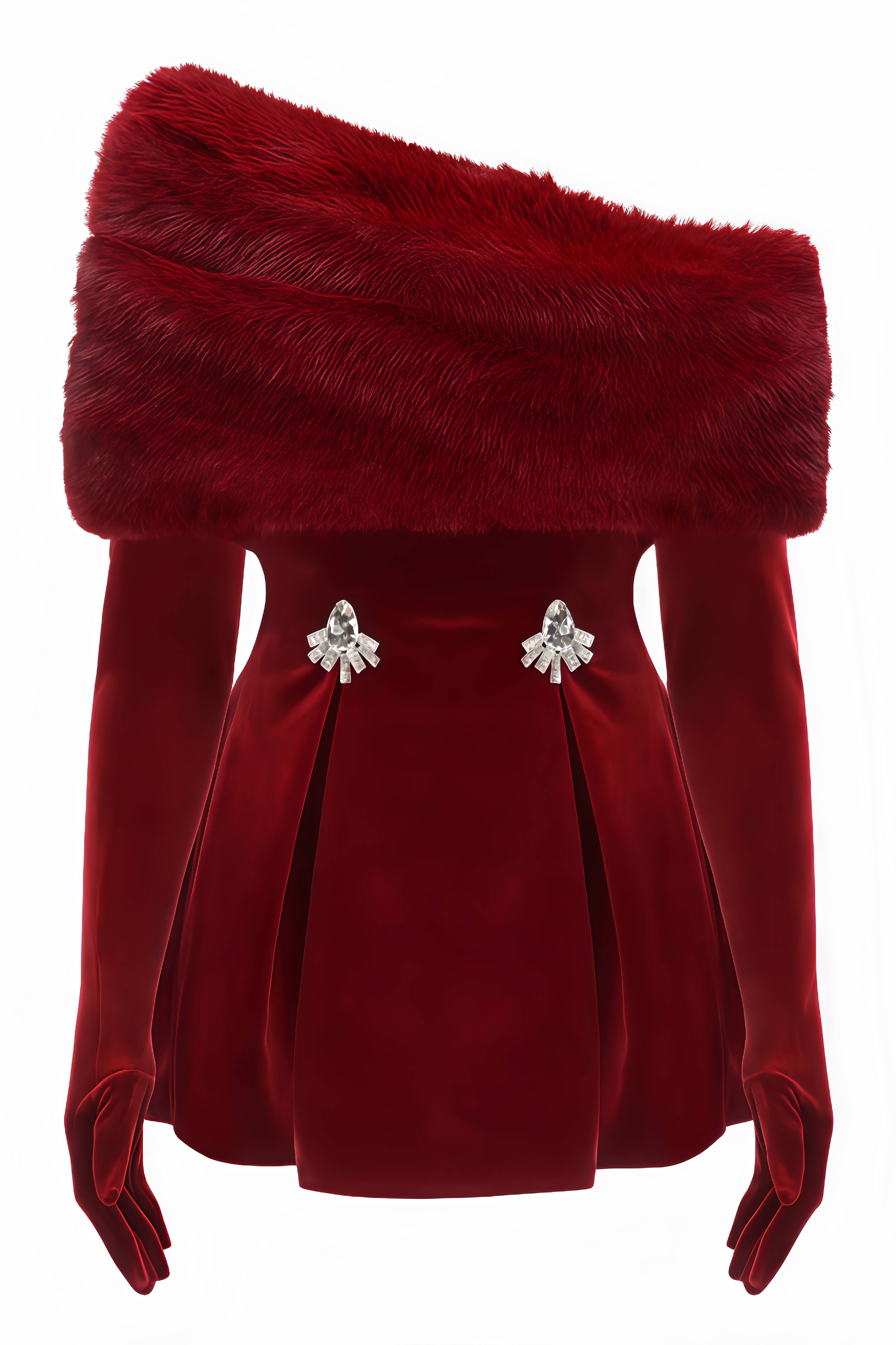 Elmarlt Red Rhinestone-Embellished Mini Dress