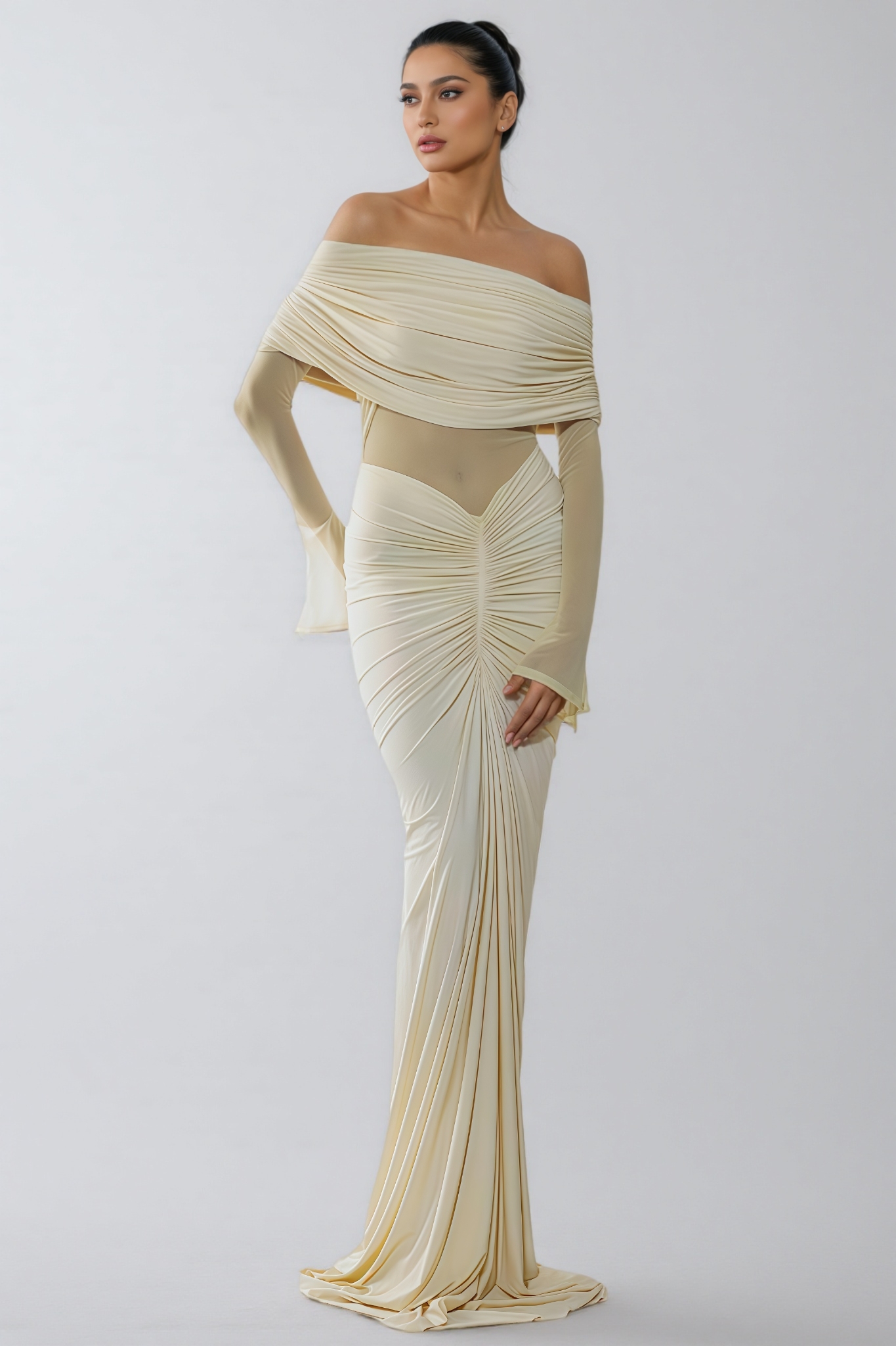 Argelia Off Shoulder Ruched Maxi Dress