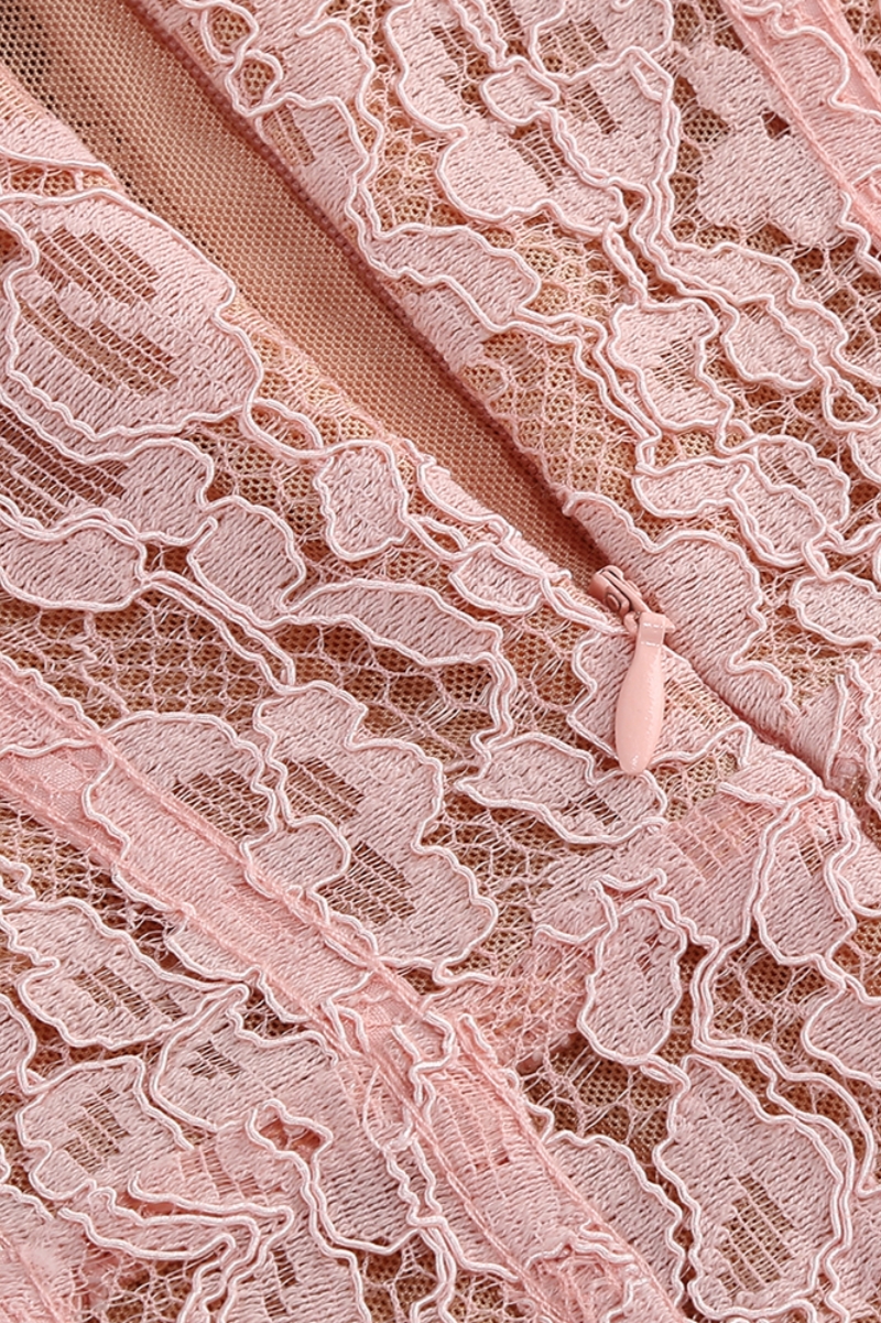 Nayllt Pink Lace Halter Maxi Dress